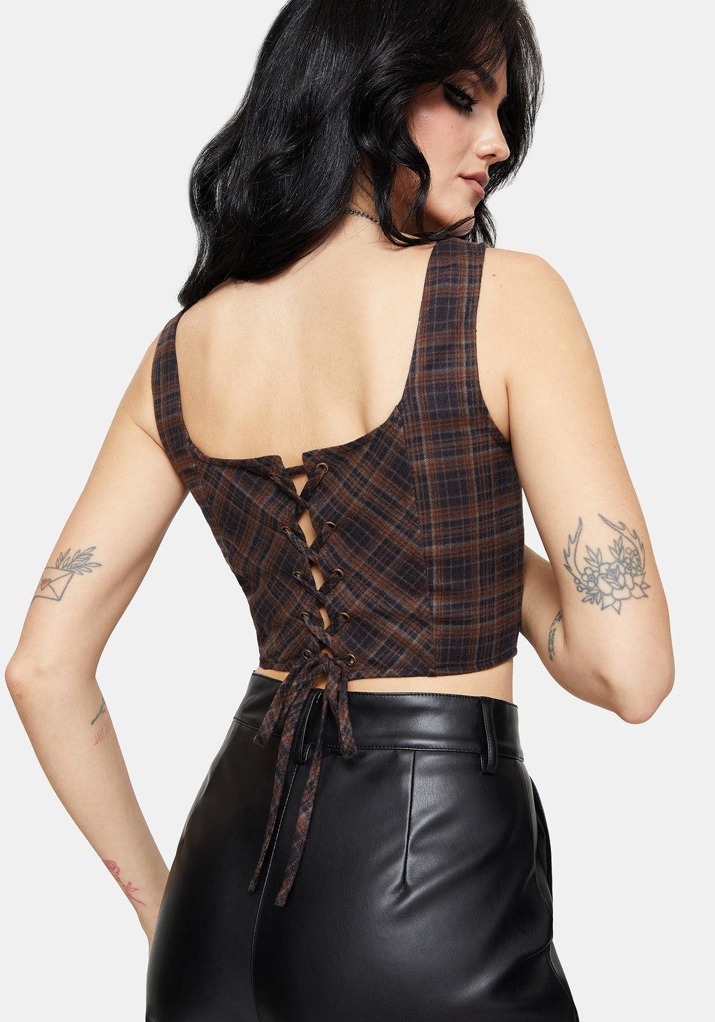 Bladeborn Check Embroidered Corset Top Product Image