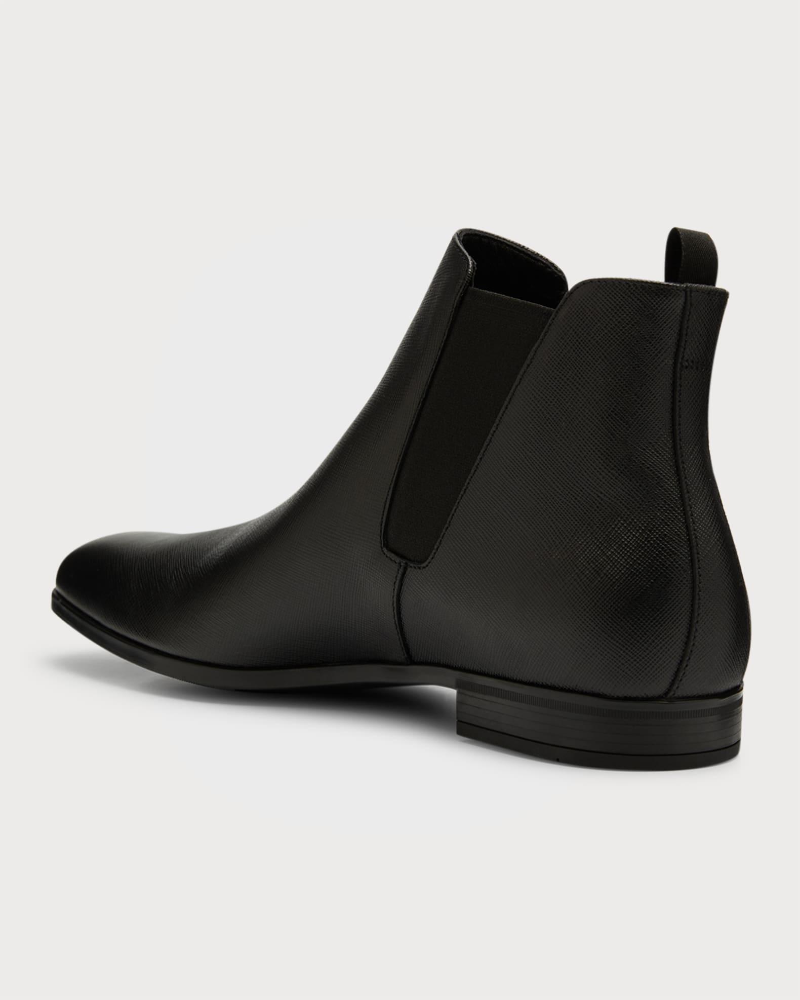 Saffiano Leather Chelsea Boots Product Image