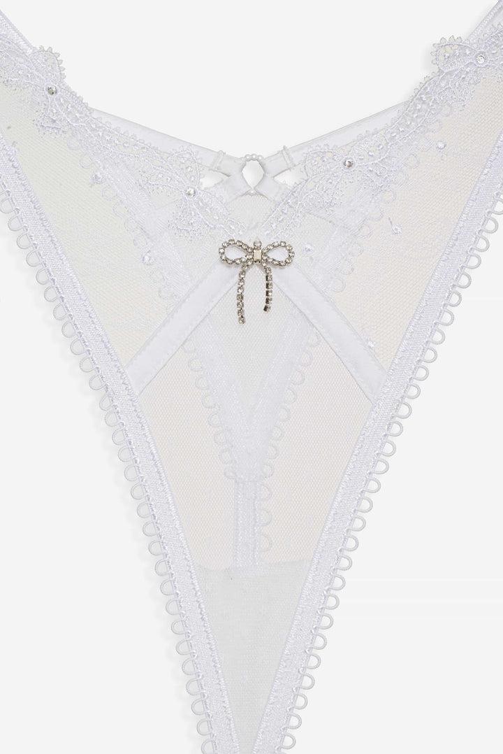 Ellery Glitter Thong Panty — White Product Image