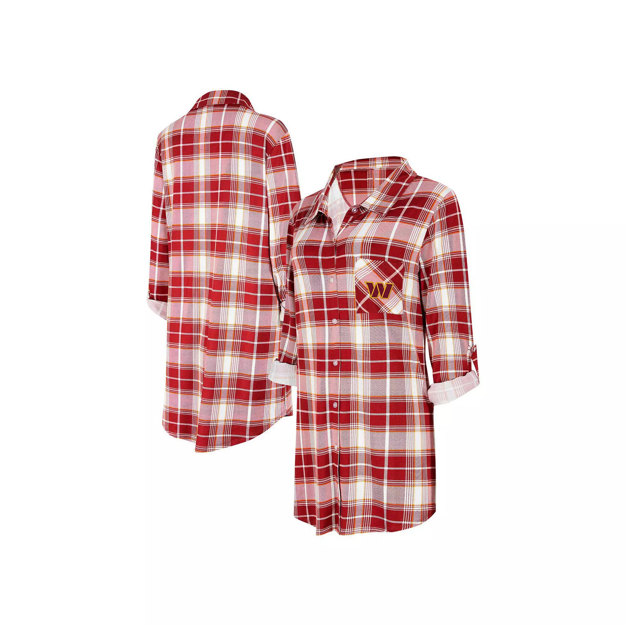 Women's Concepts Sport Burgundy Washington Commanders Ashford Plaid Knit Nightshirt, Size: Medium, Wft Med Re Product Image