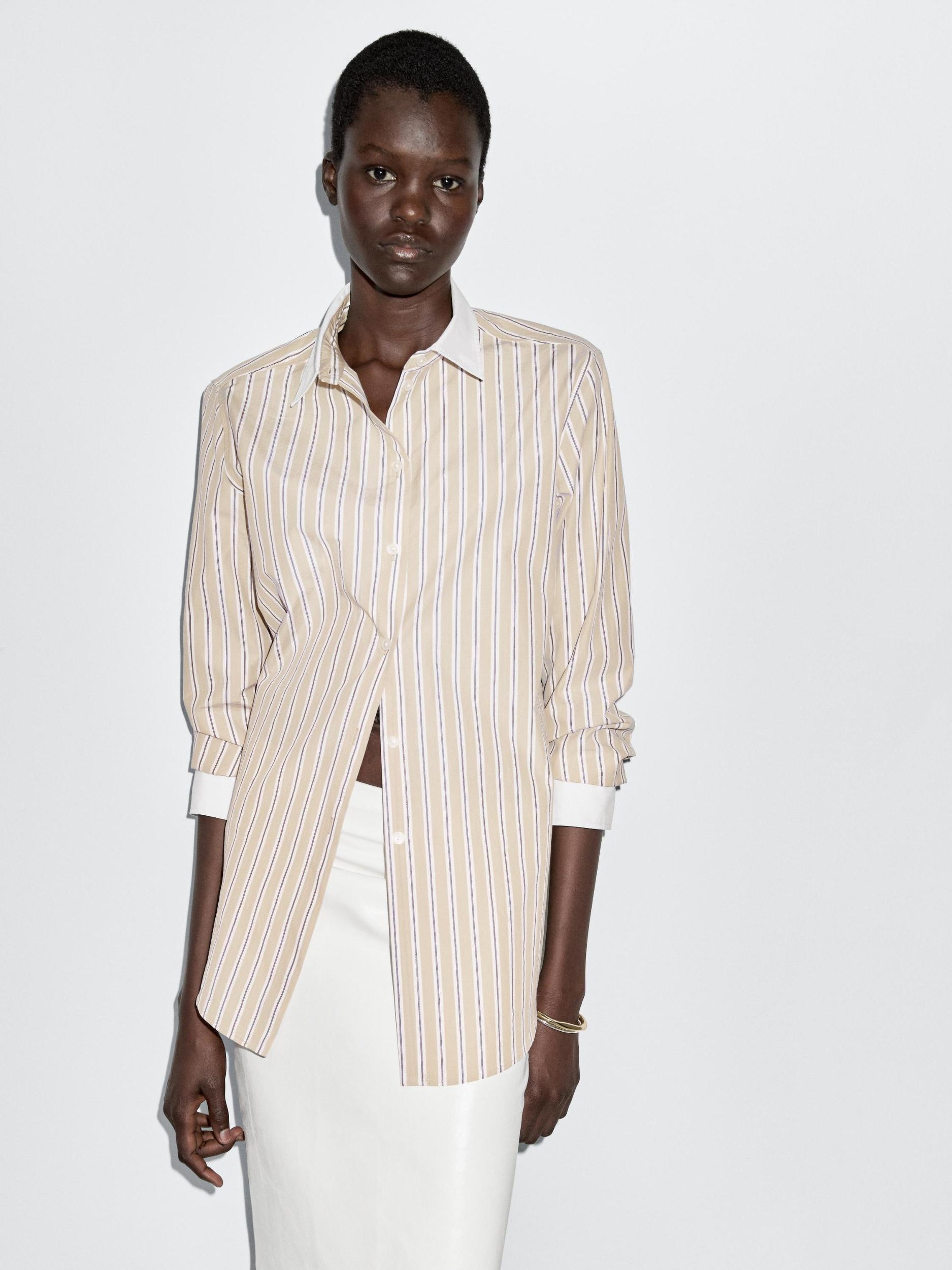 Striped shirt with contrast detail Product Image