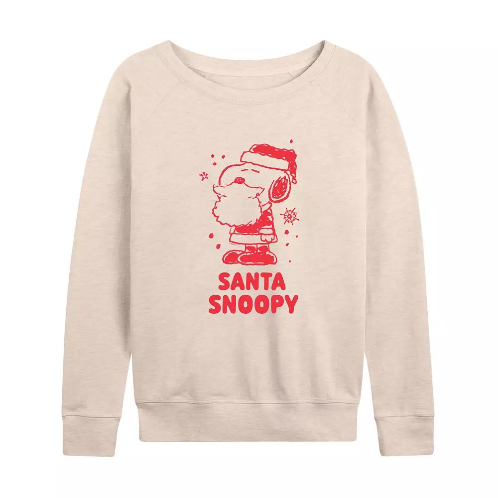 Women's Peanuts Santa Snoopy French Terry Long Sleeve Tee,  Product Image