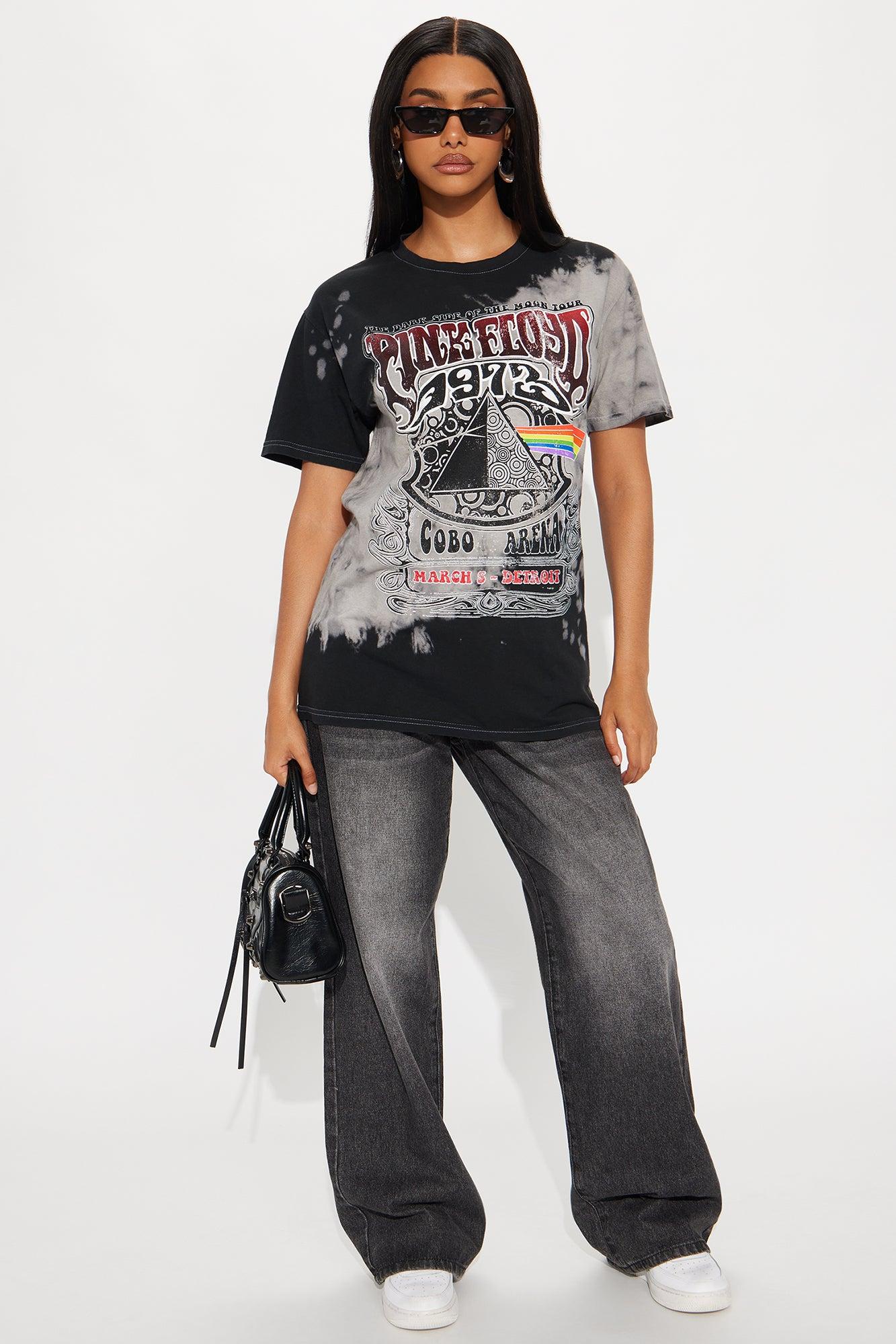 Pink Floyd Bleach Tie Dye Oversized Tee - Black Female Product Image