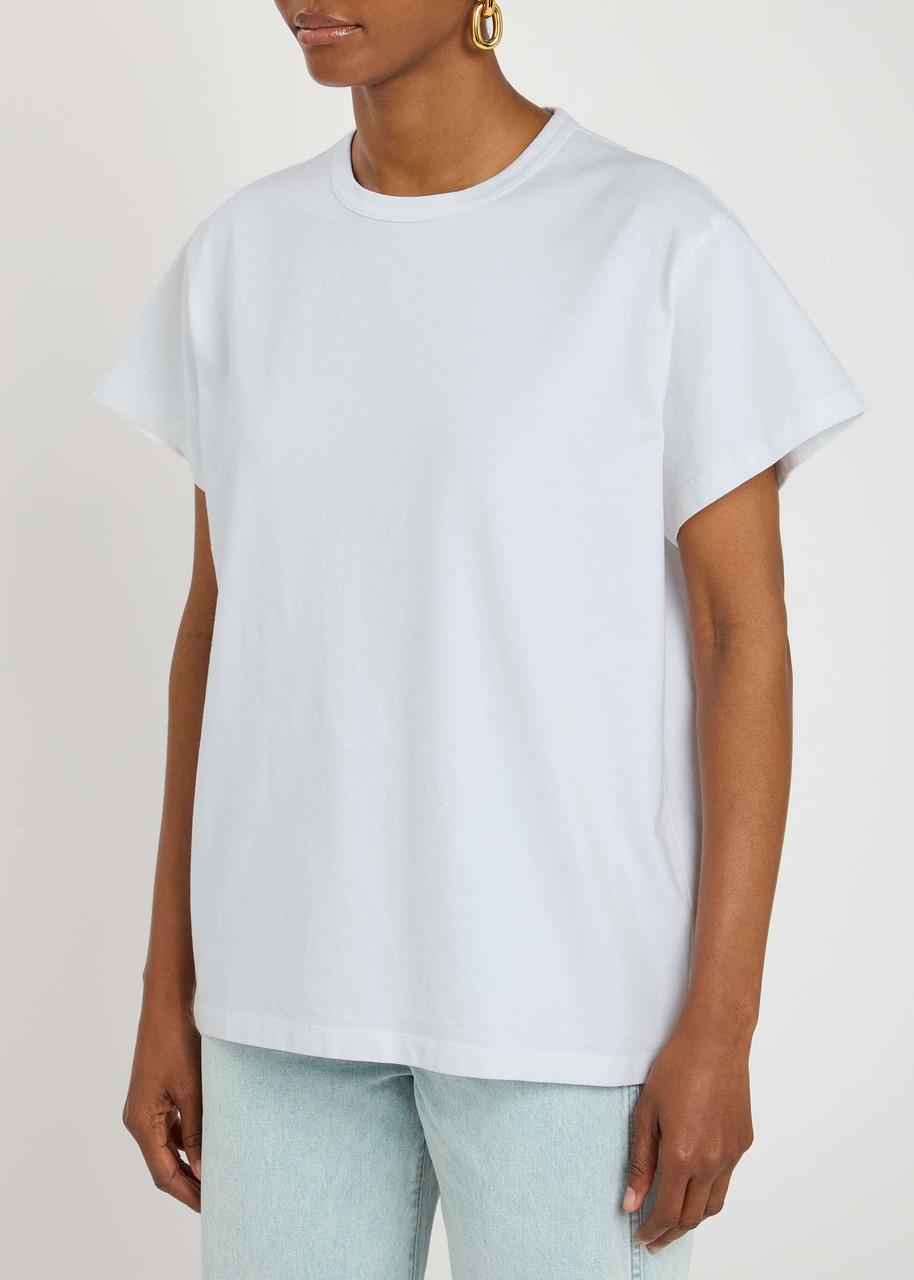 KHAITE Womens White Mae Brand-patch Cotton-jersey T-shirt In Cream Product Image