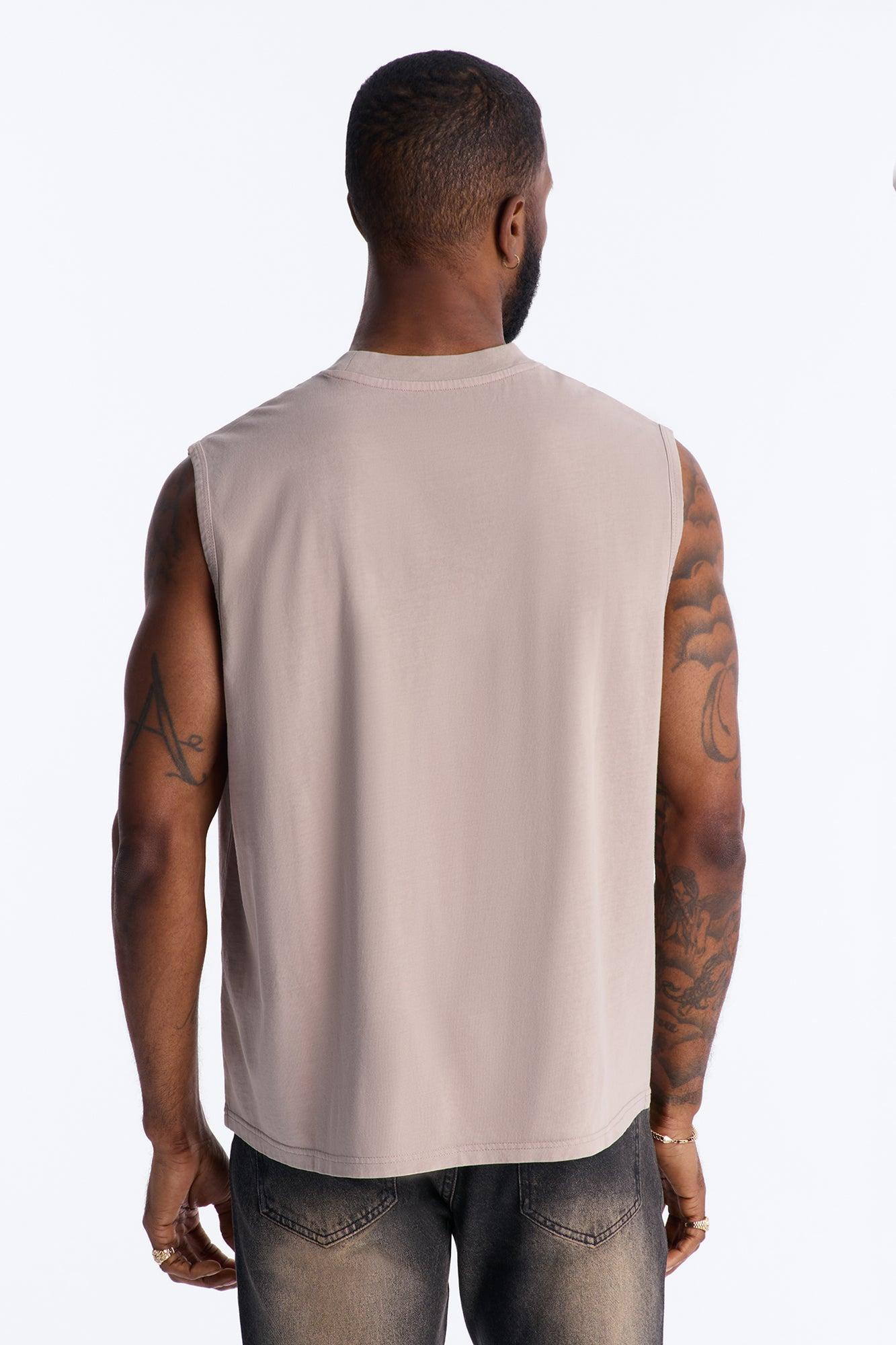 Cropped Muscle Tee - Taupe Product Image