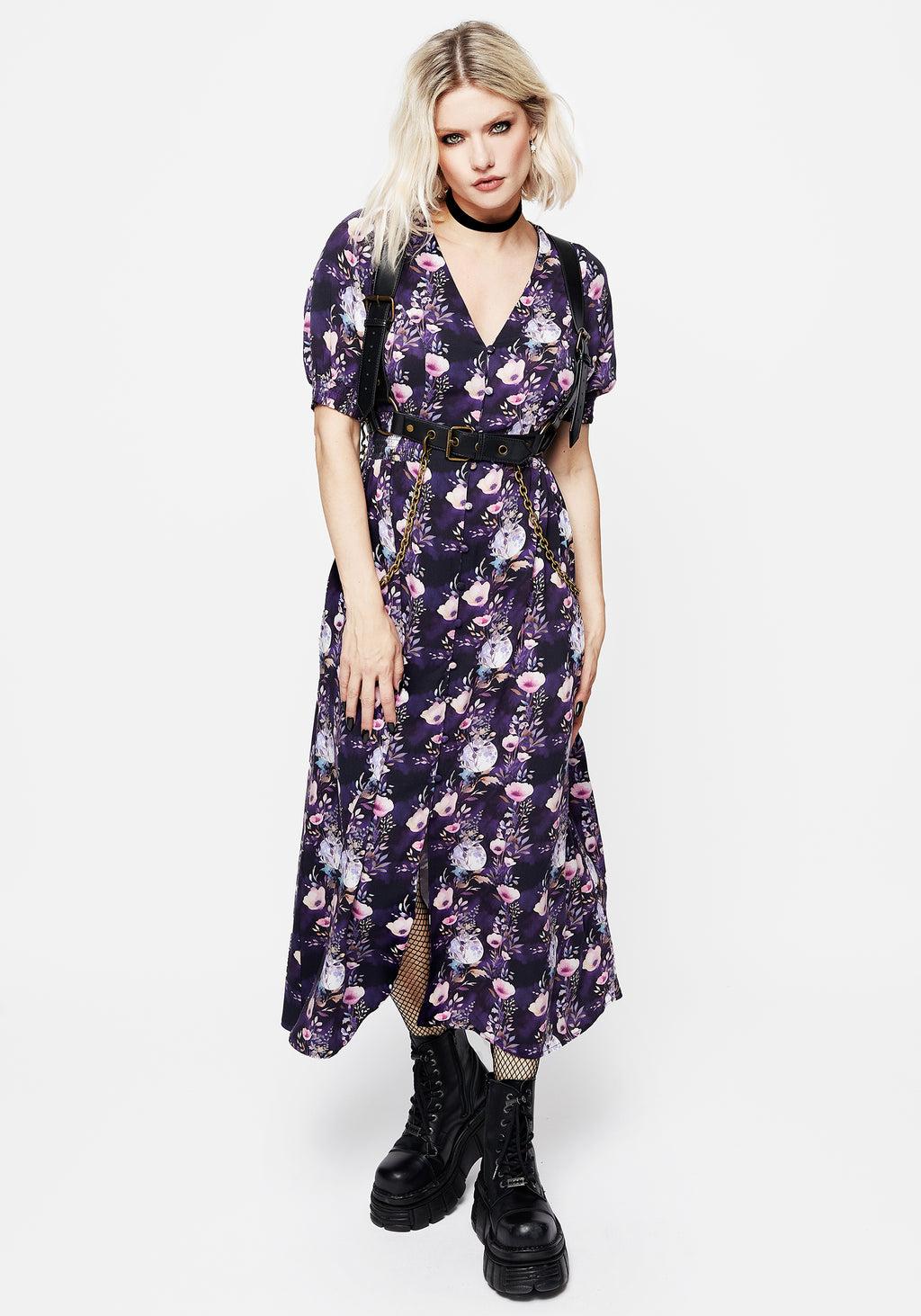 Socordia Floral Moon Ruched Waist Midaxi Dress Product Image
