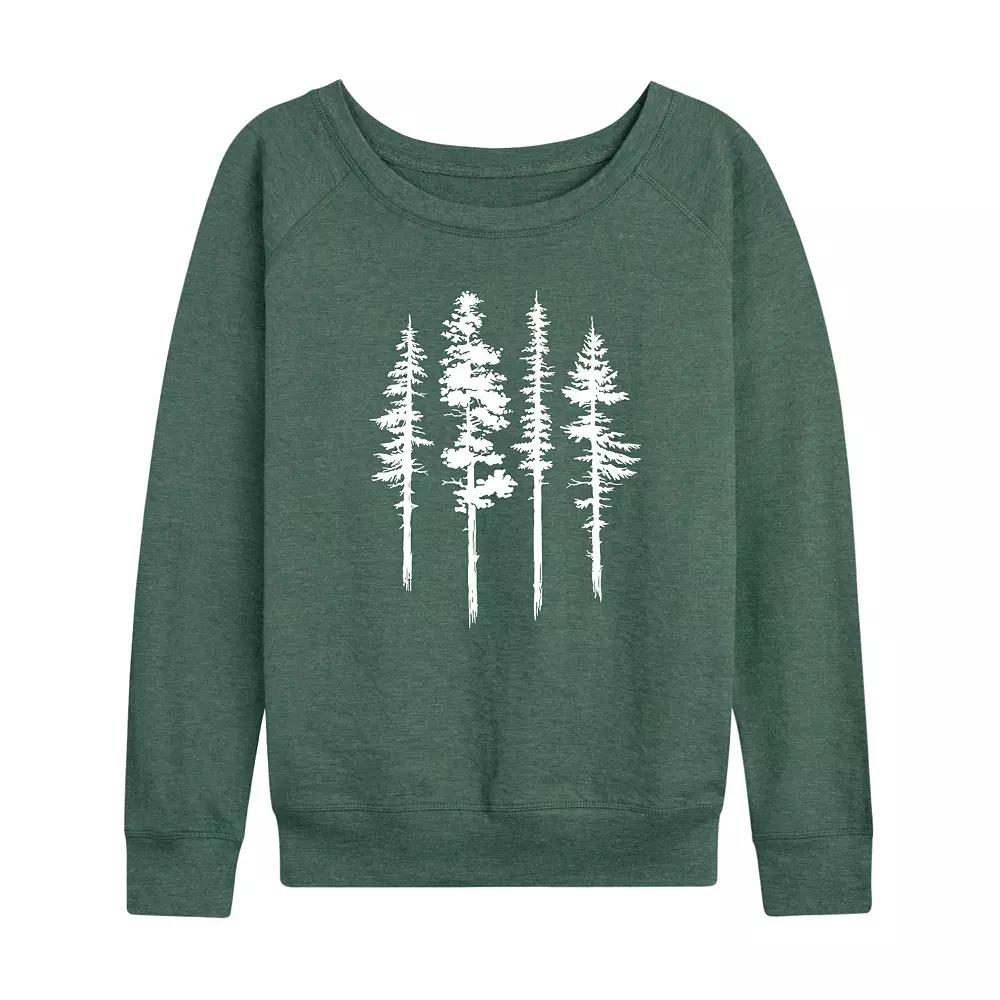 Women's Abstract Trees French Terry Long Sleeve Tee,  Product Image