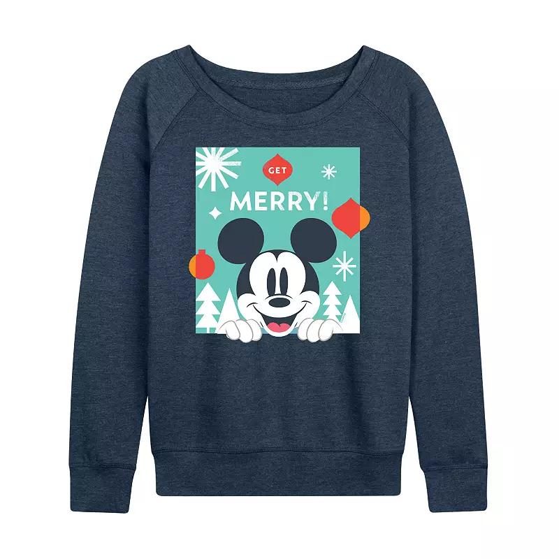Disney's Mickey Mouse Women's Get Merry French Terry Long Sleeve Tee,  Product Image
