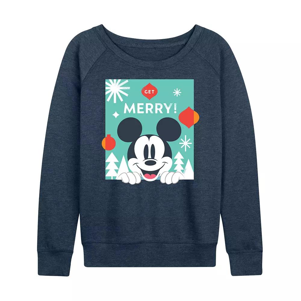 Disney's Mickey Mouse Women's Get Merry French Terry Long Sleeve Tee,  Product Image
