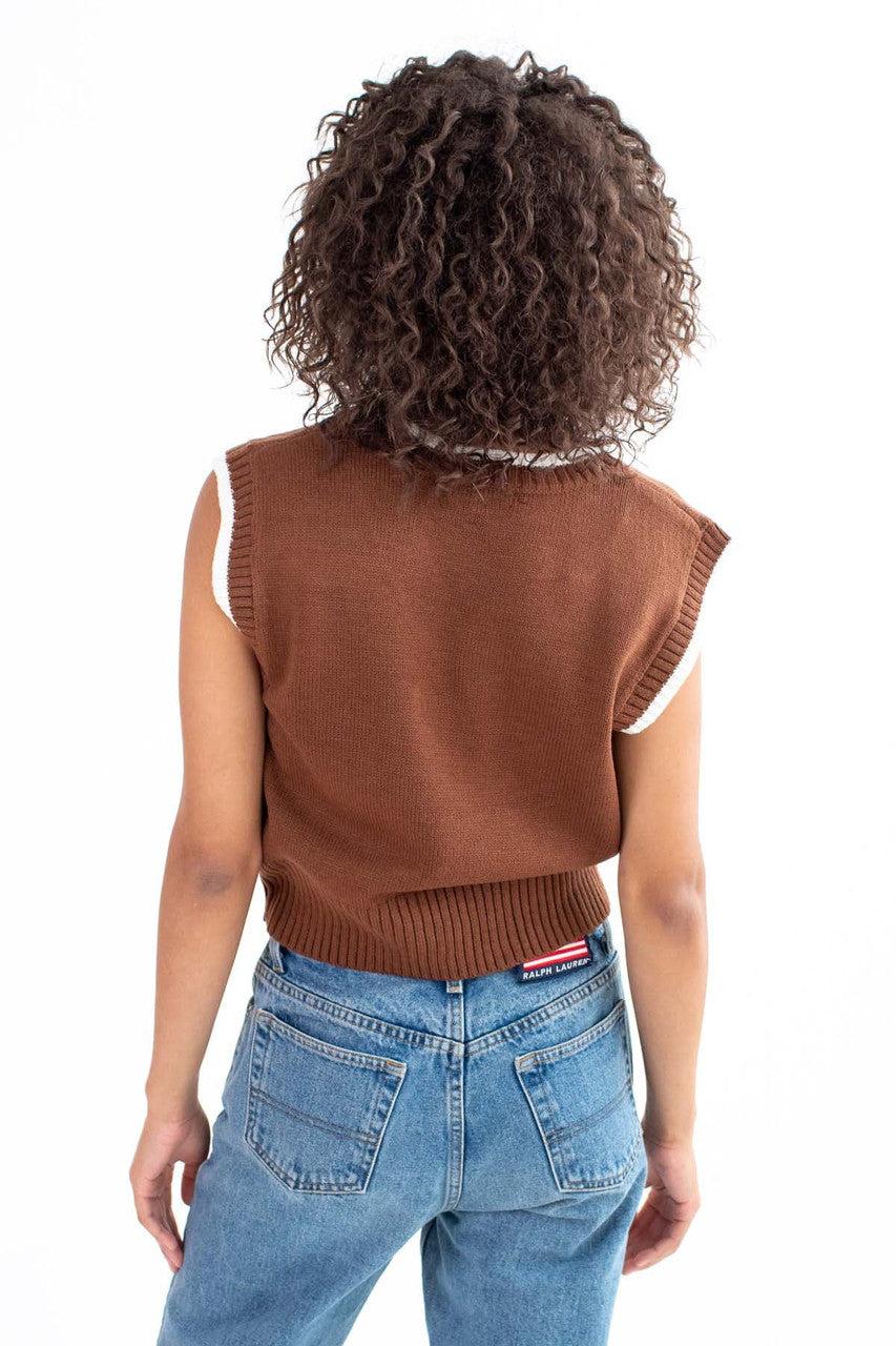 Brown Daisy Sweater Vest Product Image