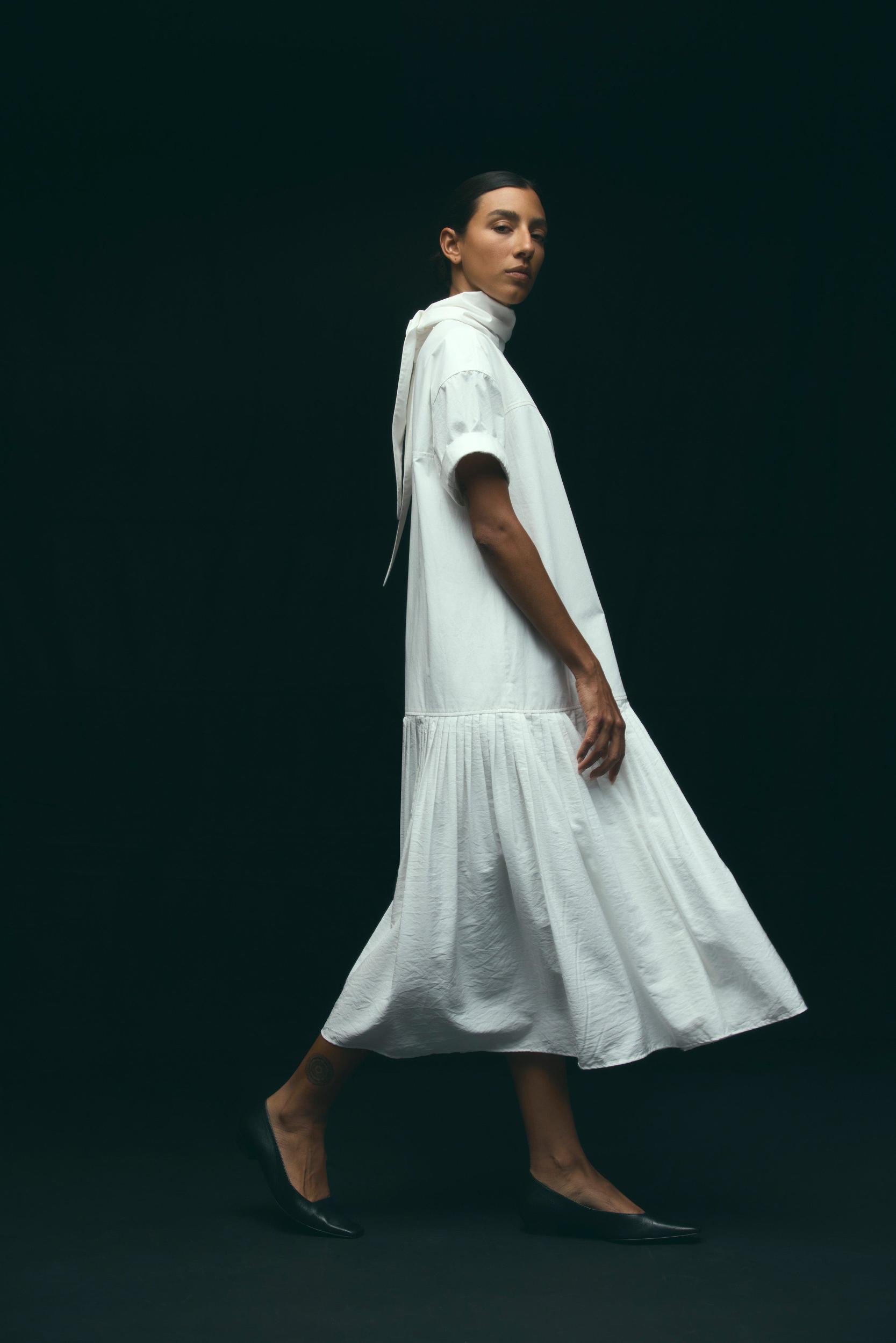 Babba Shirred Scarf-Neck Dress Product Image