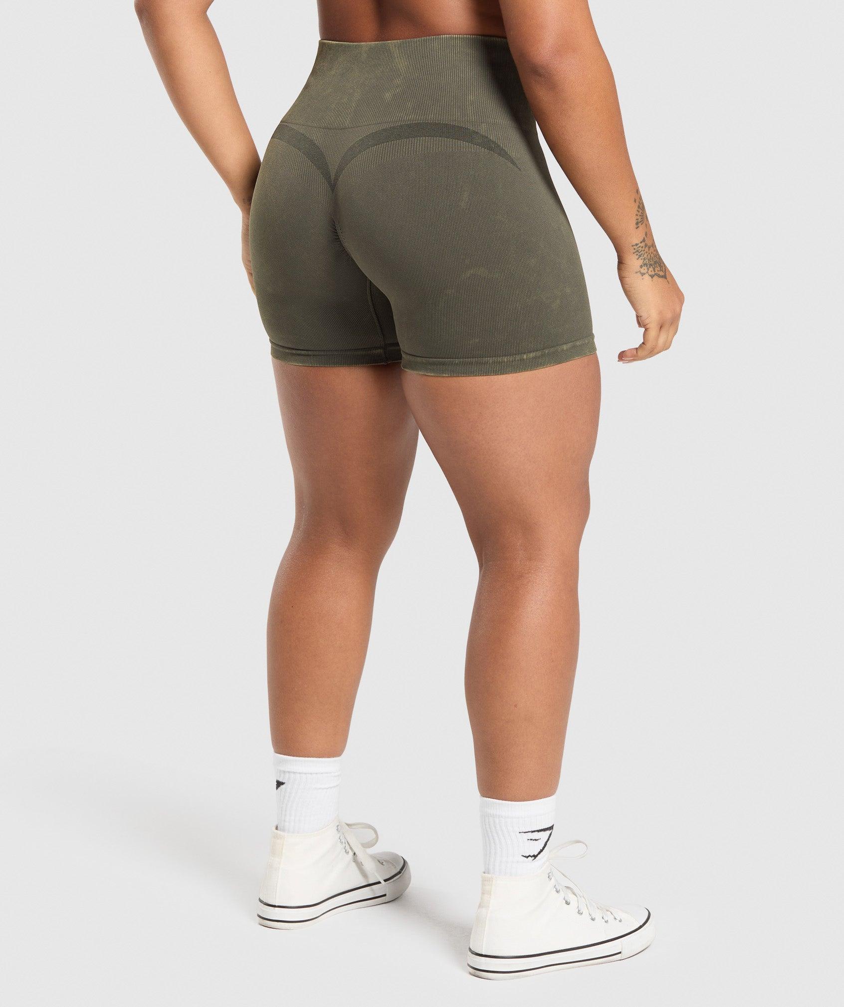 Gymshark Gains Seamless Washed Shorts - Strength Green Female Product Image
