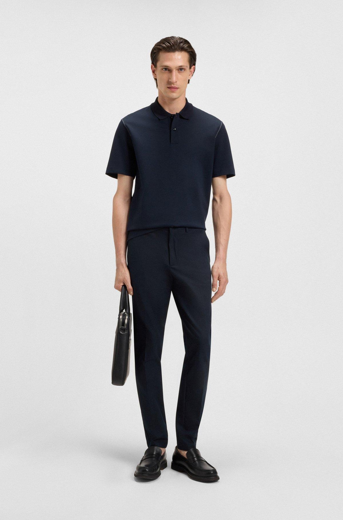 BOSS - Slim-fit pants in a stretch-cotton - Dark Blue Product Image