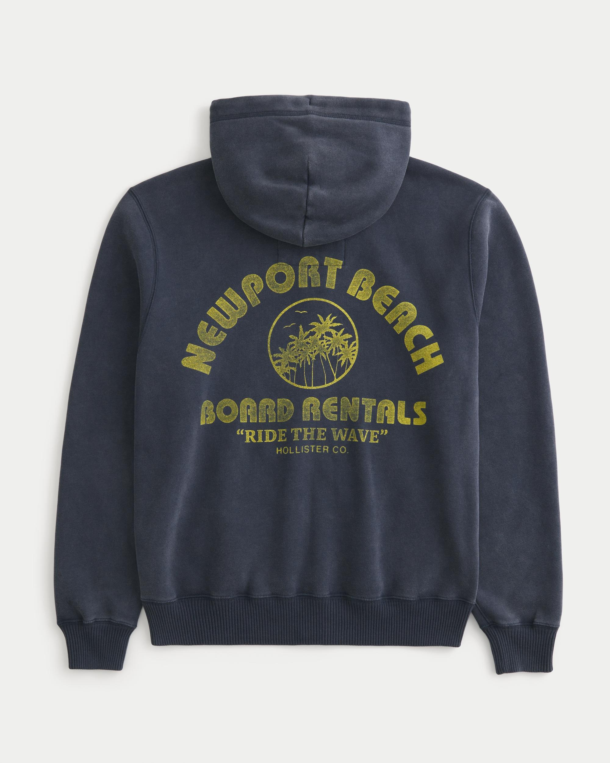 Waffle-Lined Newport Beach Graphic Zip-Up Hoodie Product Image