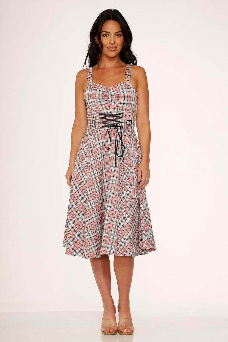Pink Plaid Swing Dress Product Image