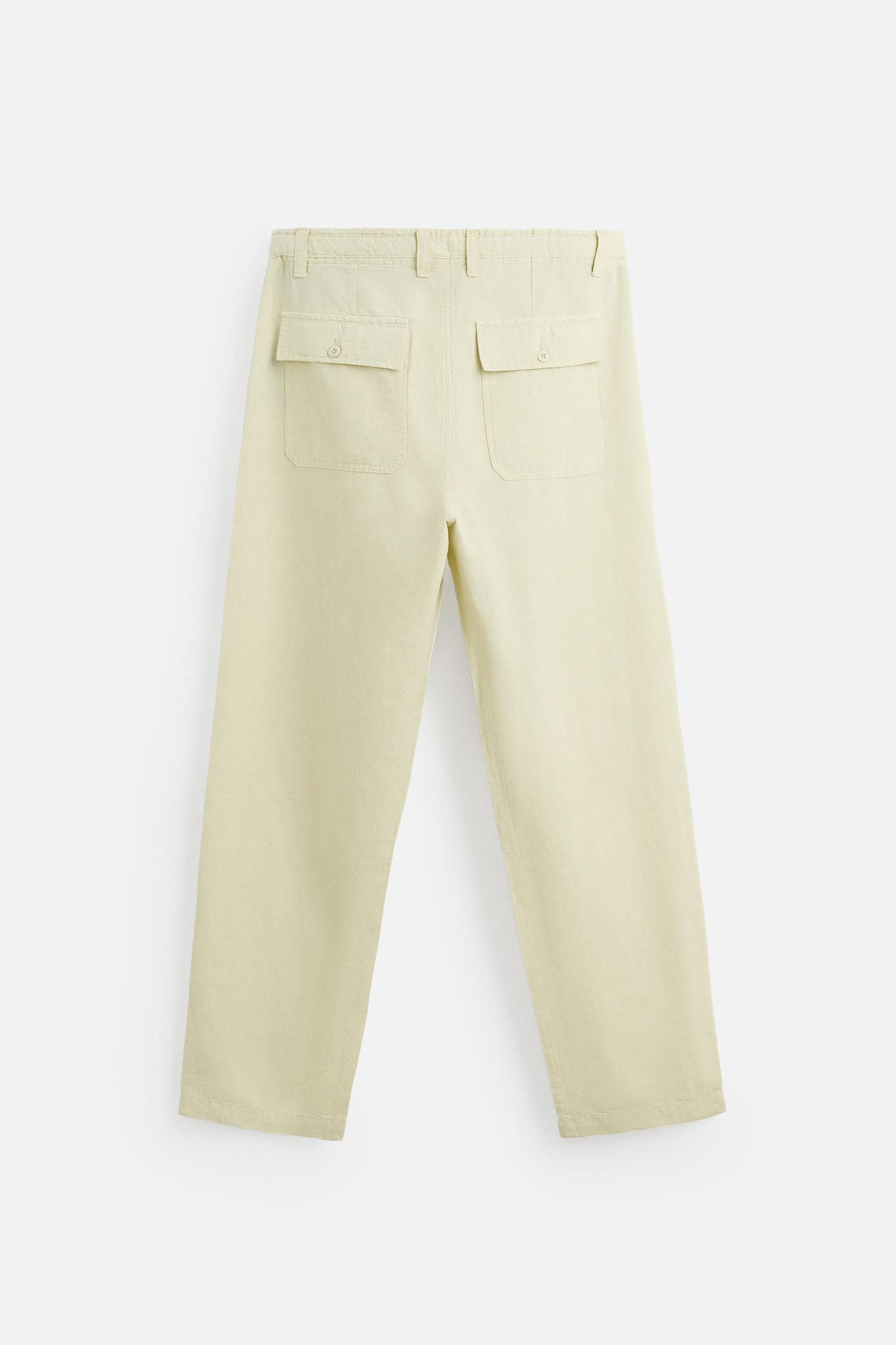 STRAIGHT FIT LINEN COTTON PANTS Product Image