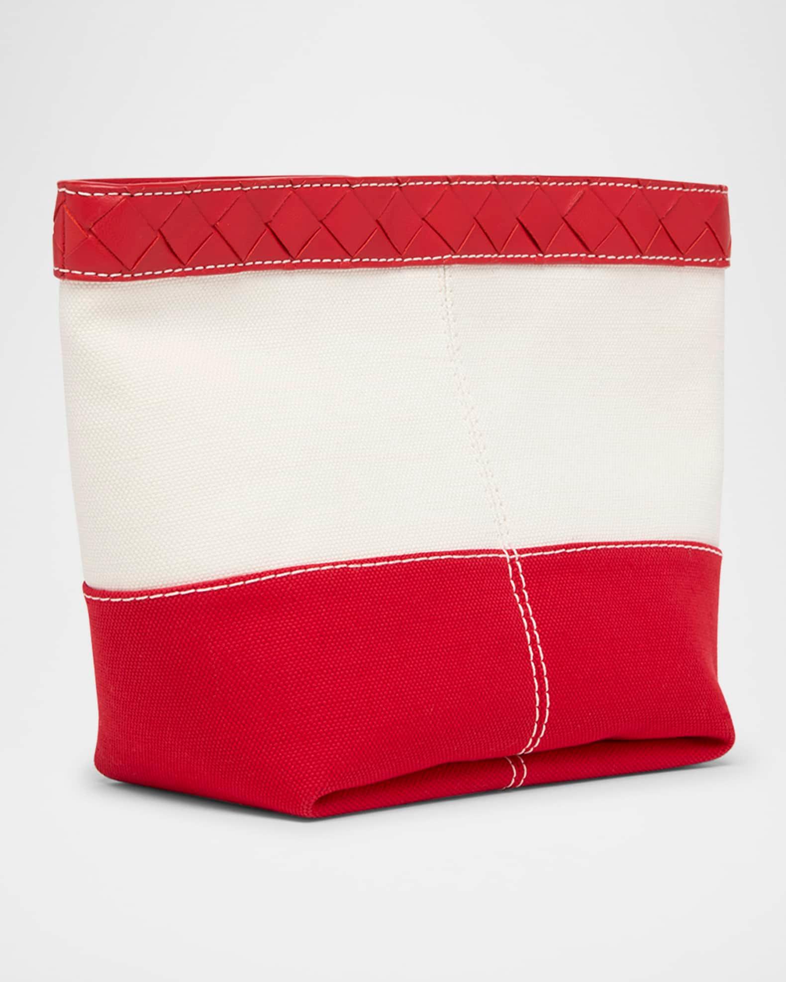 Leather-Trim Canvas Pouch Bag Product Image