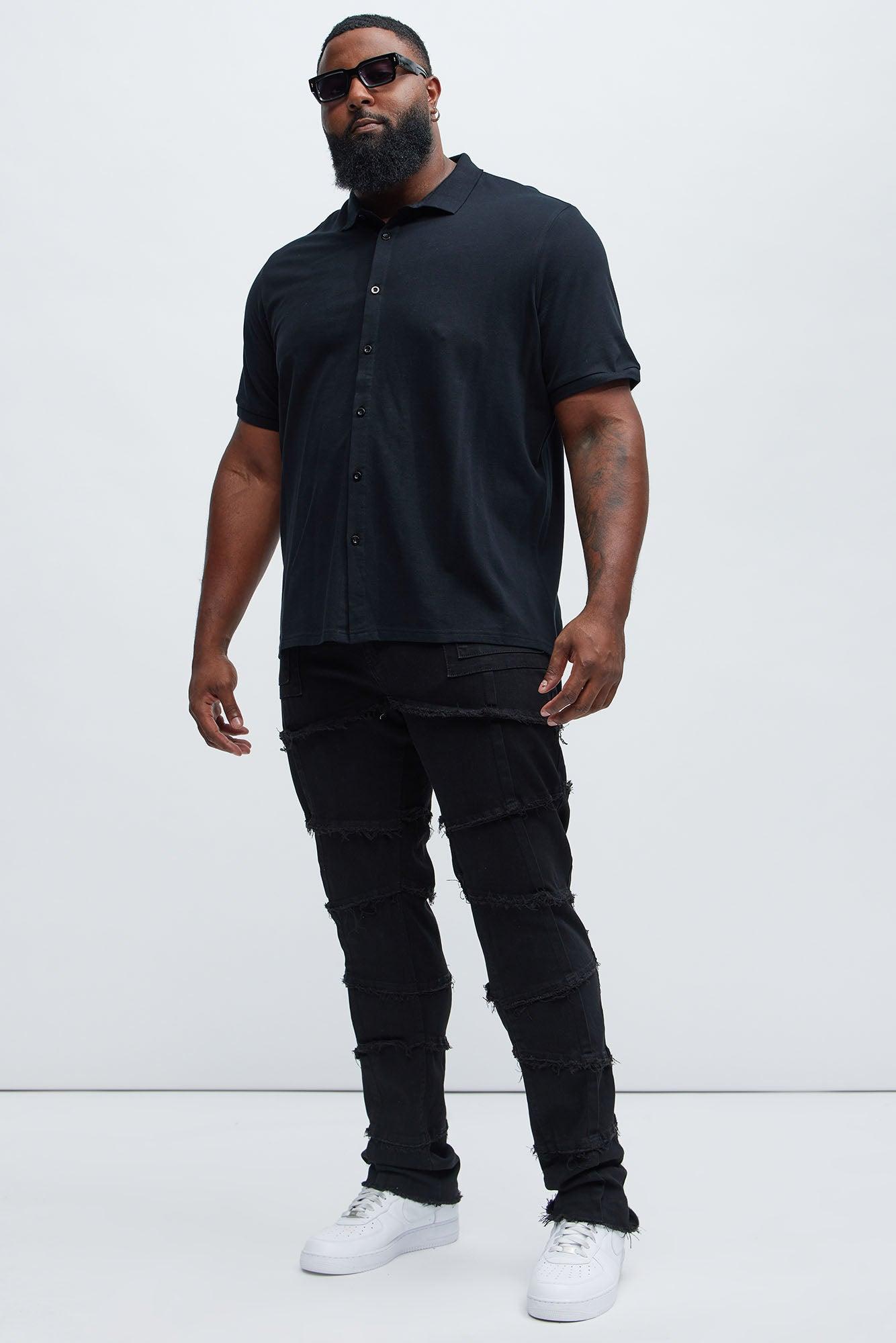 Get Me More Fray Panel Straight Jeans - Black Product Image