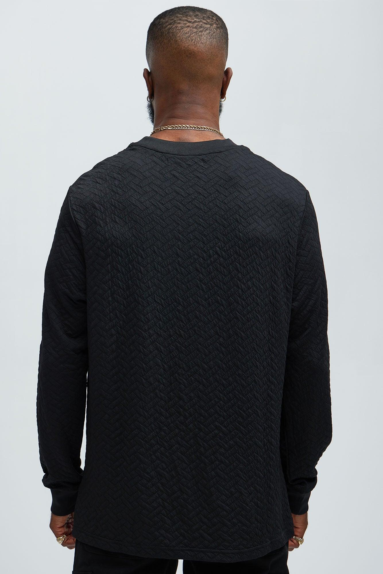 We Outside Textured Long Sleeve Tee - Black Product Image