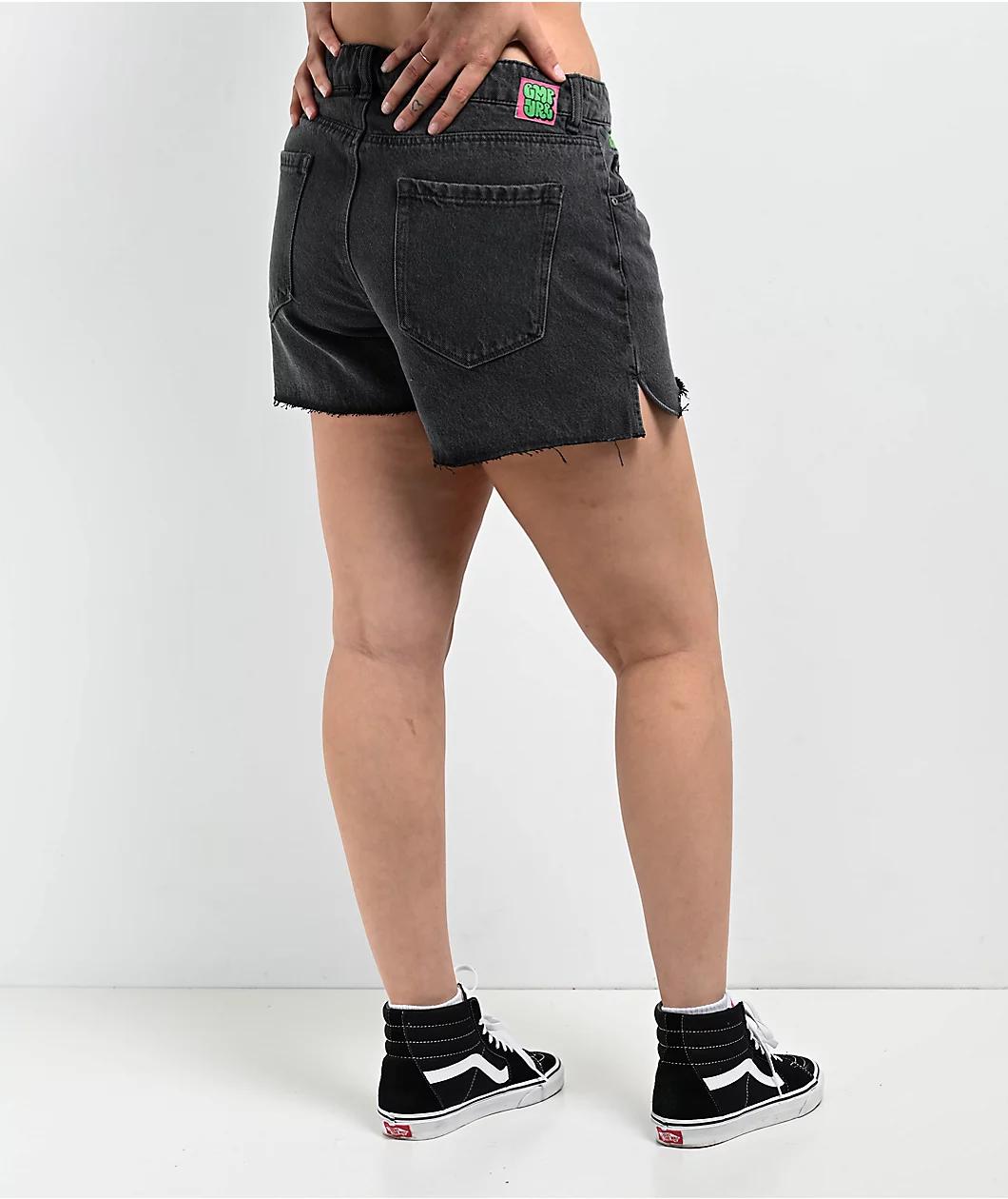 Empyre Kick Back Loose Fit Black Cutoff Shorts Product Image