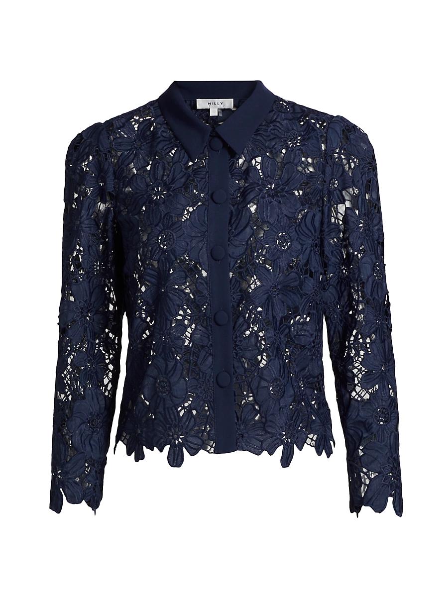 Womens June Lace Button-Front Shirt Product Image