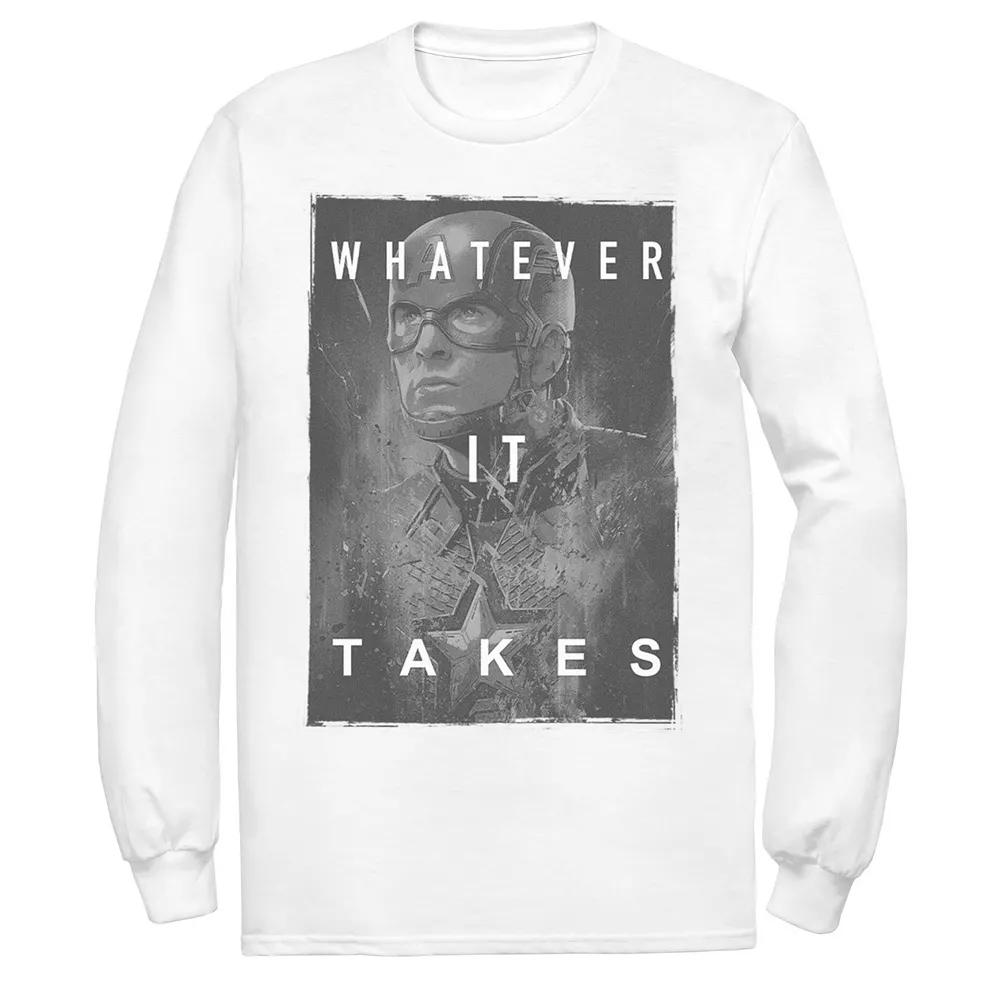 Men's Marvel Avengers Endgame Captain America What Ever It Takes Poster Long Sleeve Graphic Tee,  Product Image