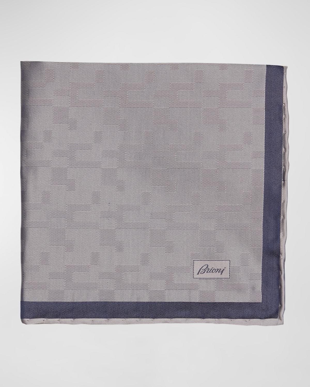 Mens Geometric-Print Silk Pocket Square Product Image