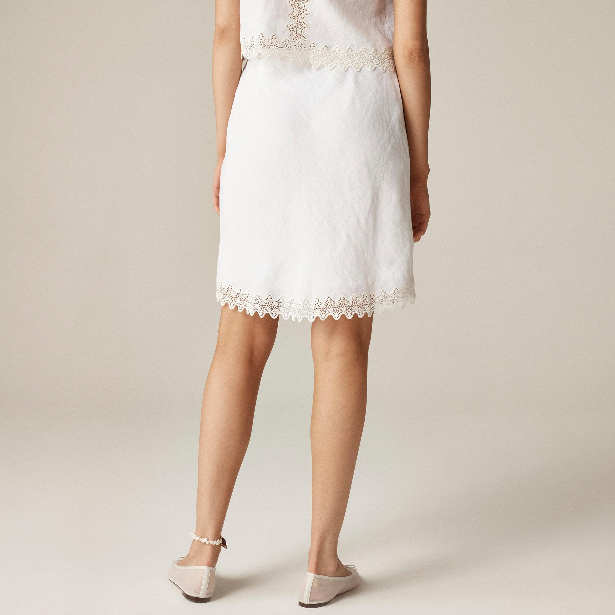 Gwen lace-trim slip skirt in linen Product Image