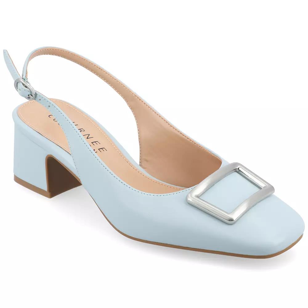 Journee Everlee Women's Sling Back Square Toe Pumps,  Product Image