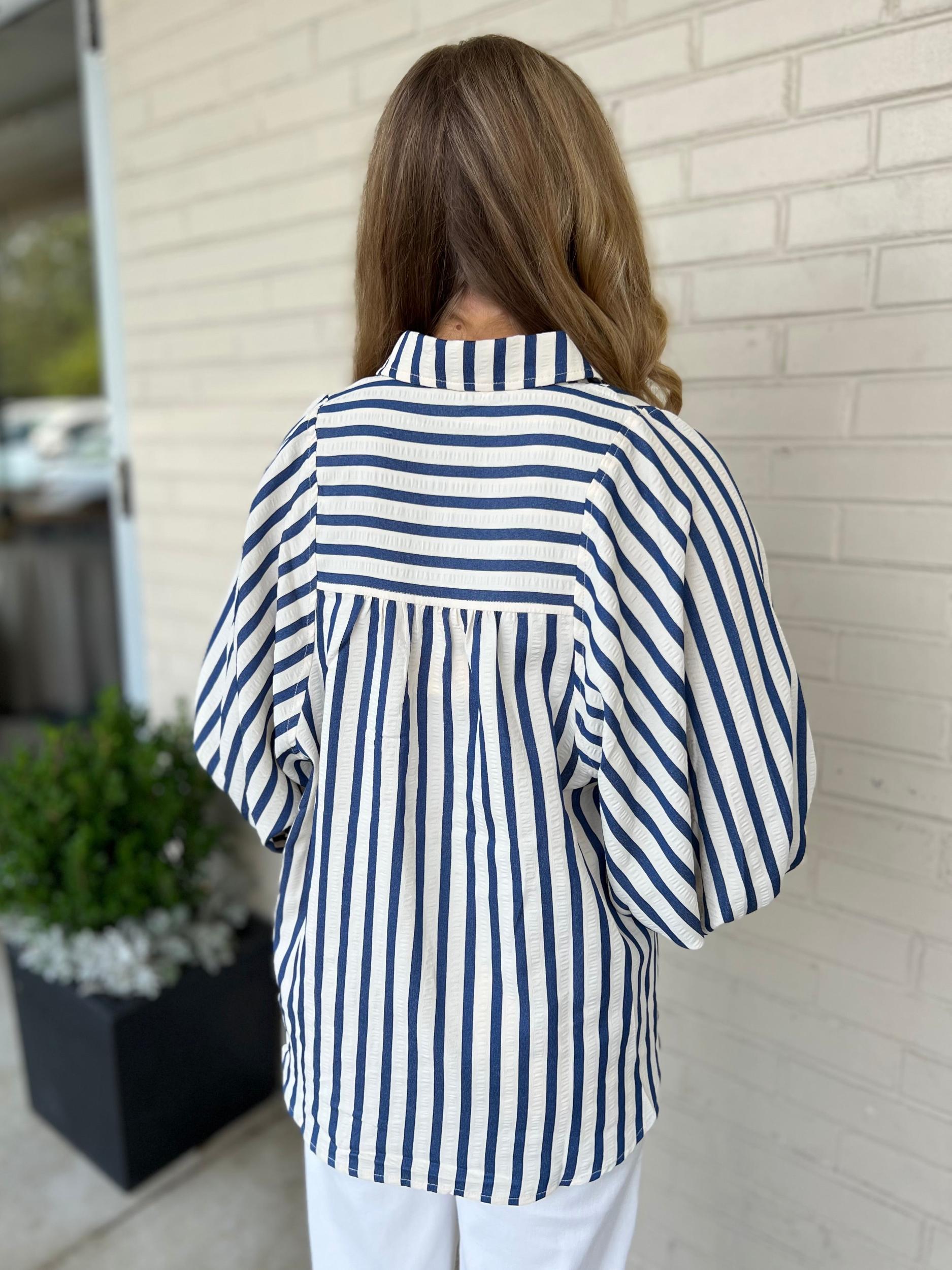 Esmerelda Striped Button Up Top Product Image