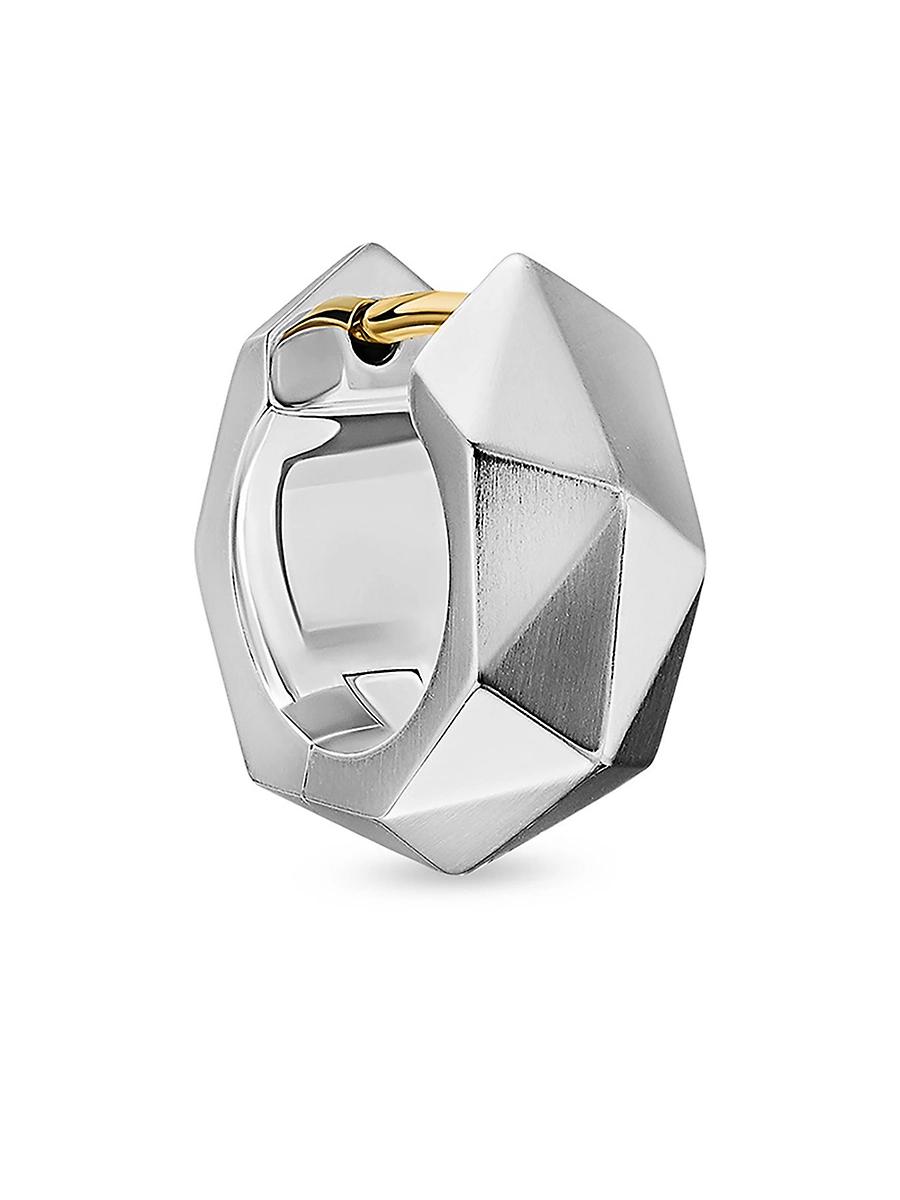 Mens Faceted Hoop Earring in Sterling Silver, 14.5MM Product Image