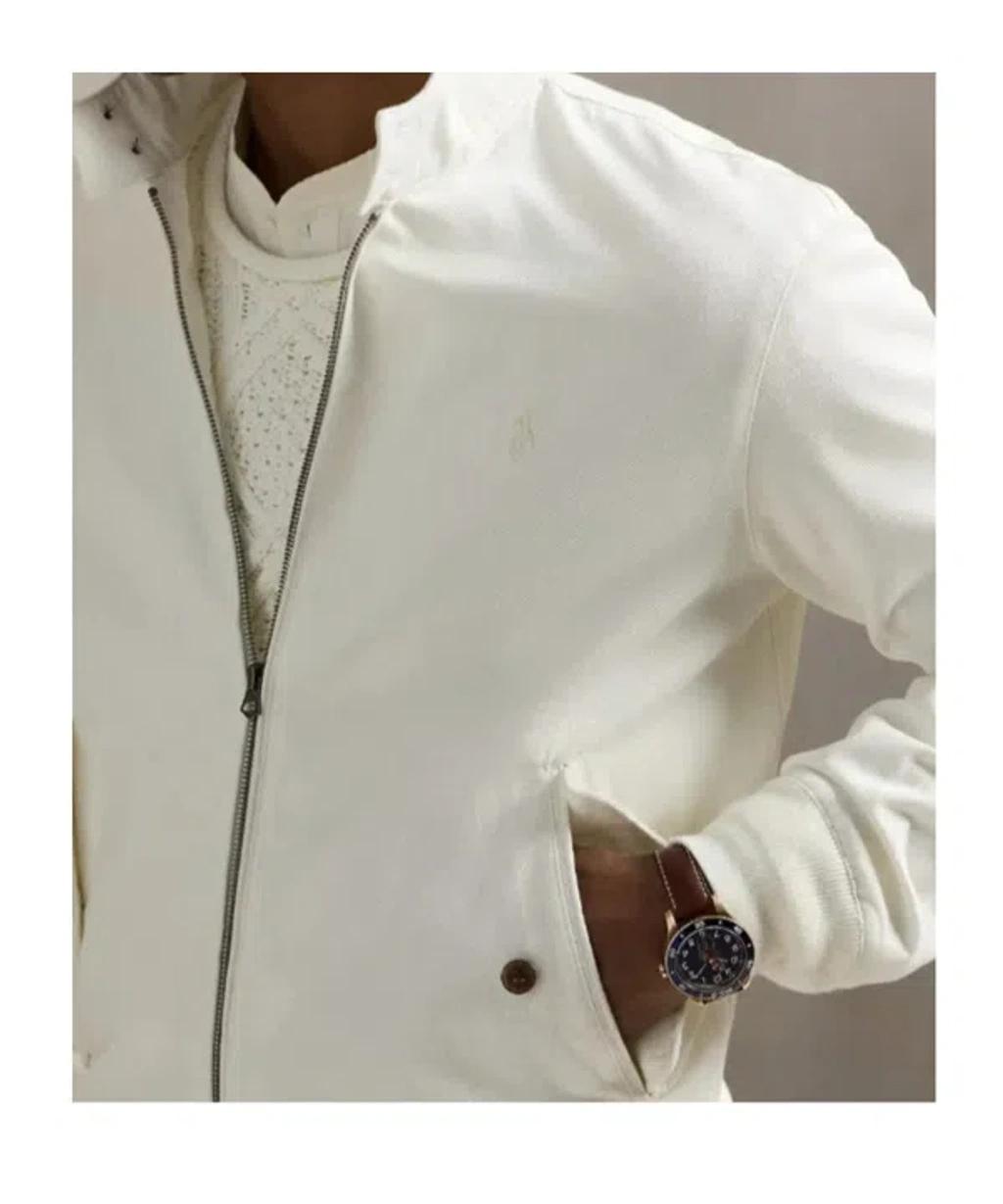 POLO RALPH LAUREN Logo-embroidered Cotton-twill Bomber Jacket In White Product Image