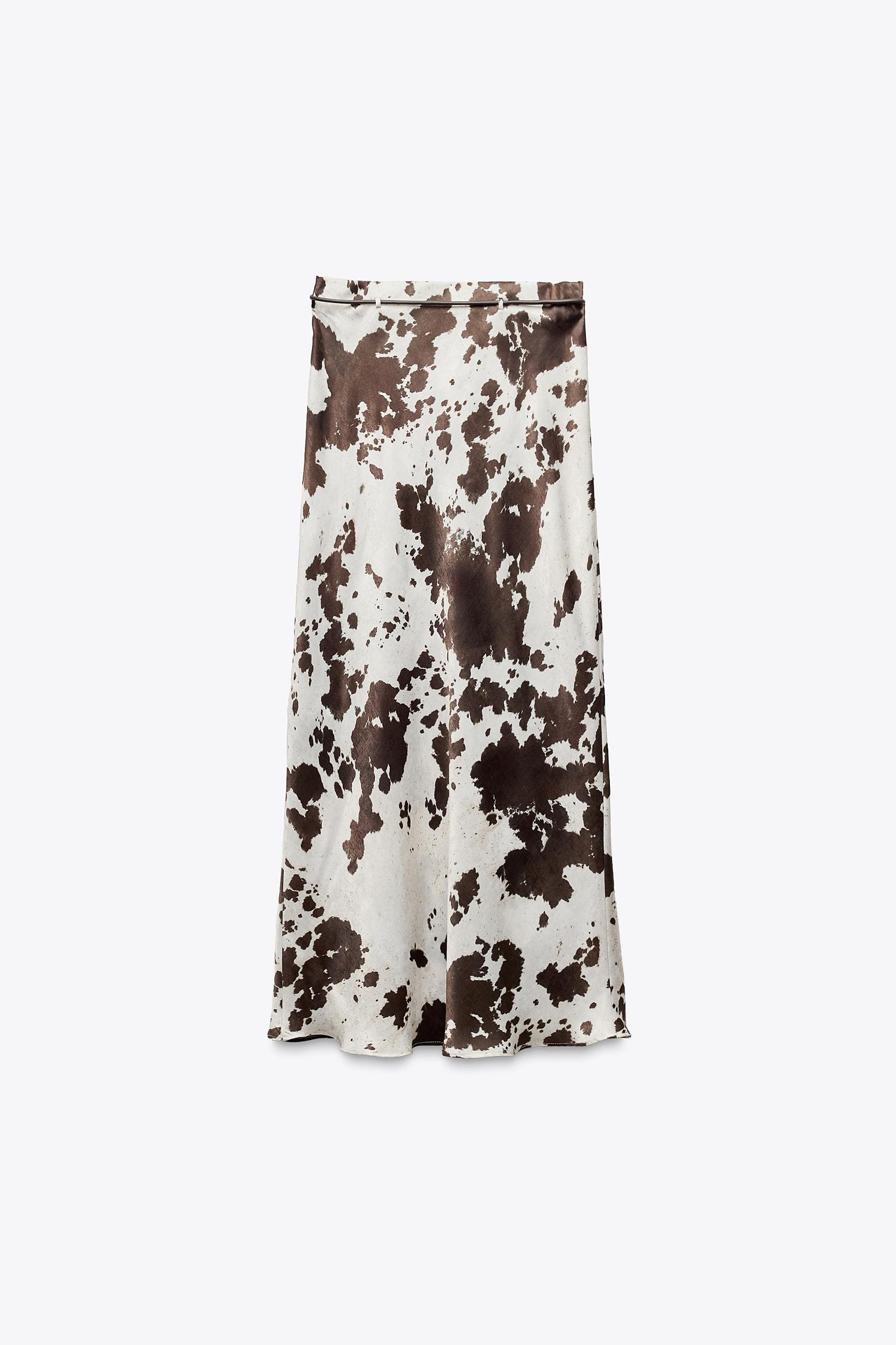 ANIMAL PRINT SATIN EFFECT MIDI SKIRT Product Image