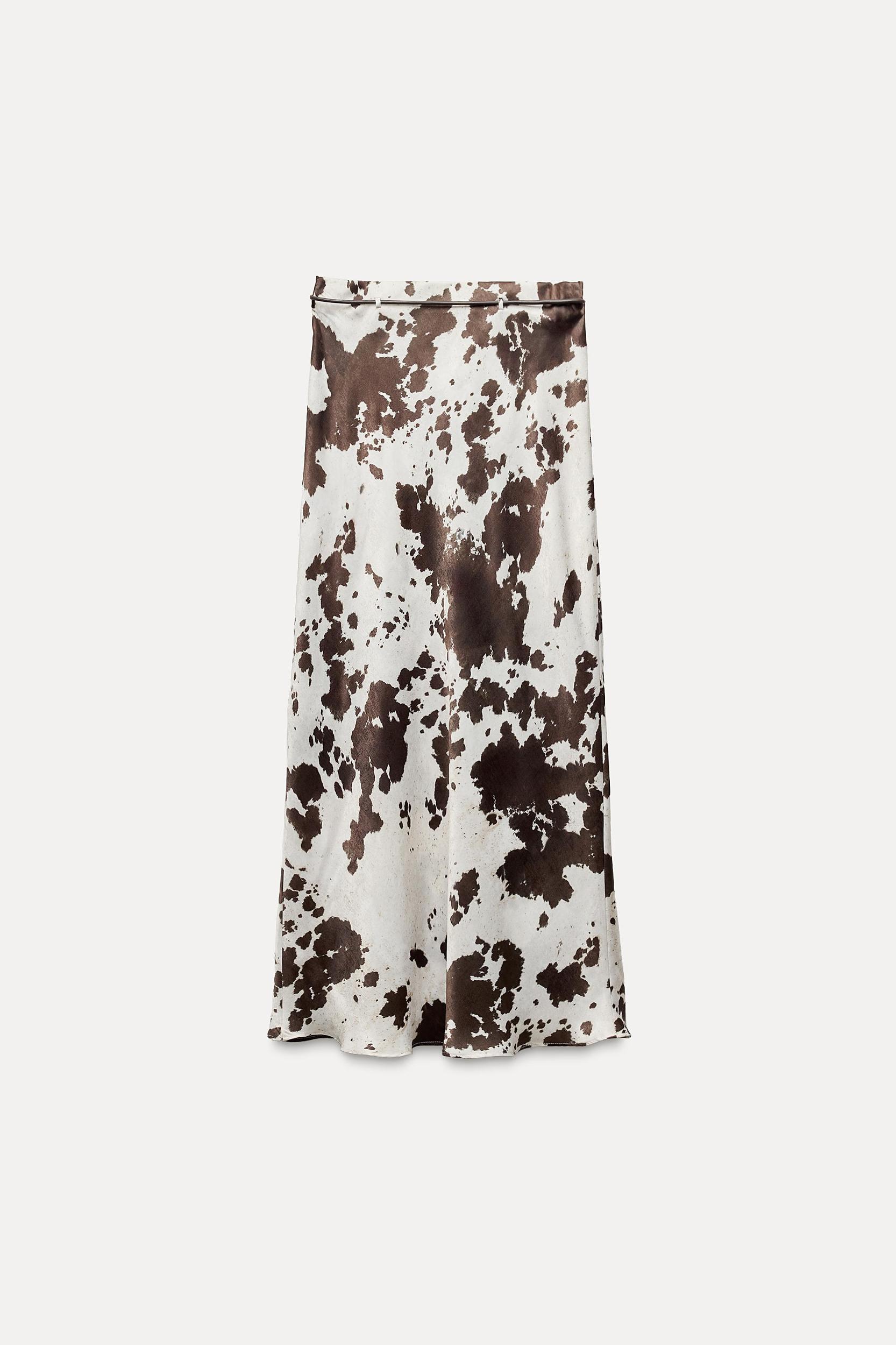 ANIMAL PRINT SATIN EFFECT MIDI SKIRT Product Image