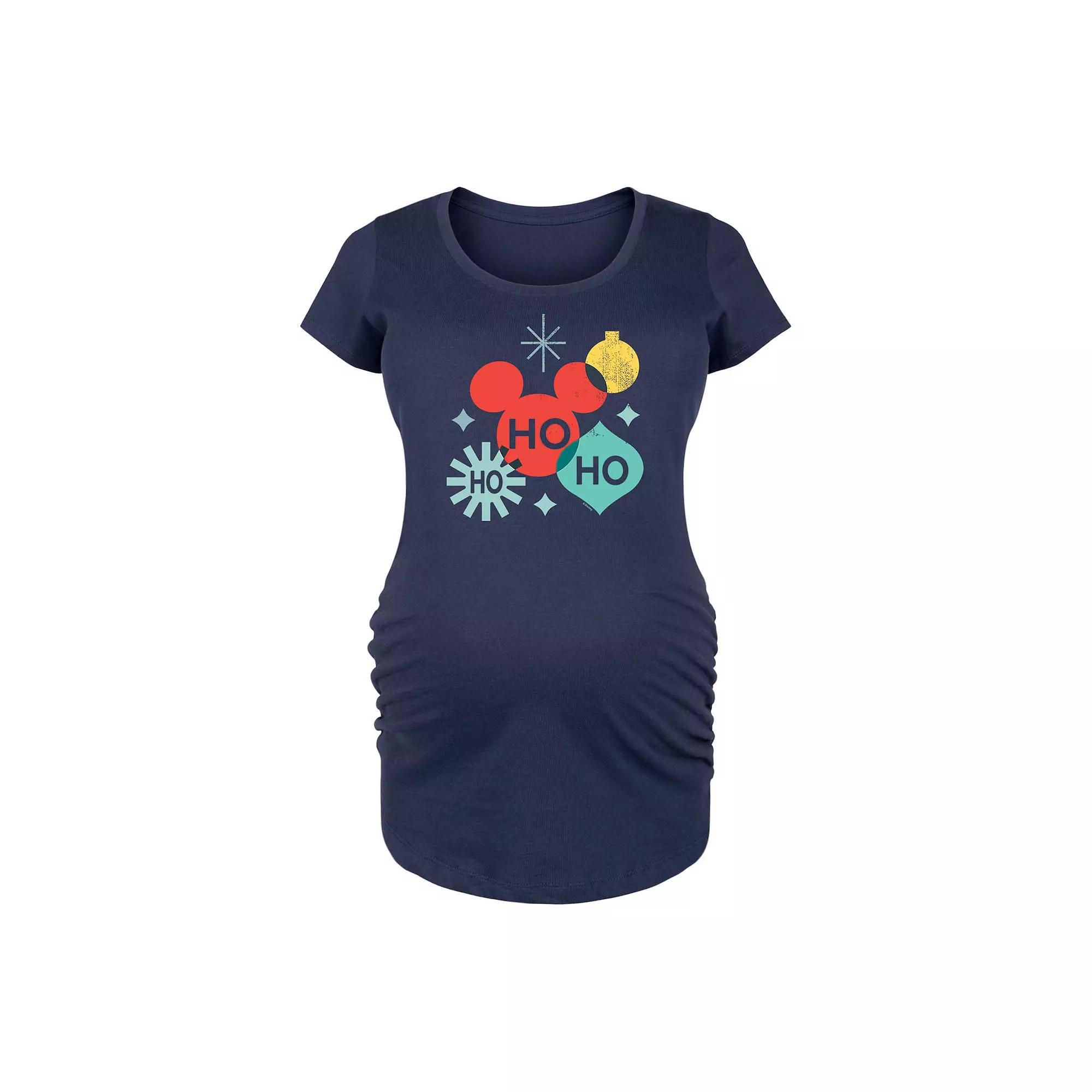 Disney's Mickey Mouse Maternity Holiday Ho Ho Ho Shapes Graphic Tee, Women's,  Product Image