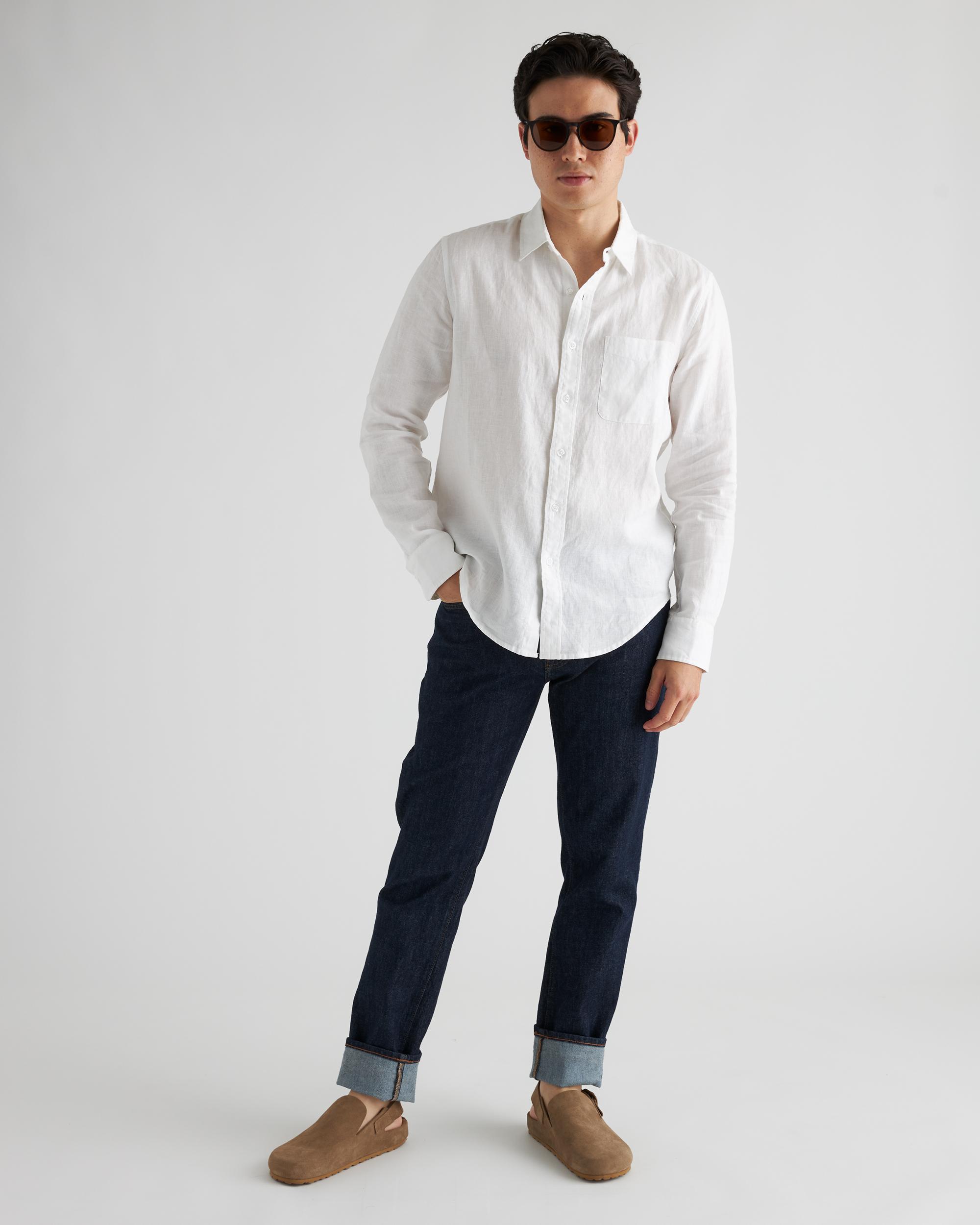 Quince | Men's 100% European Linen Relaxed Long Sleeve Pocket Shirt Product Image