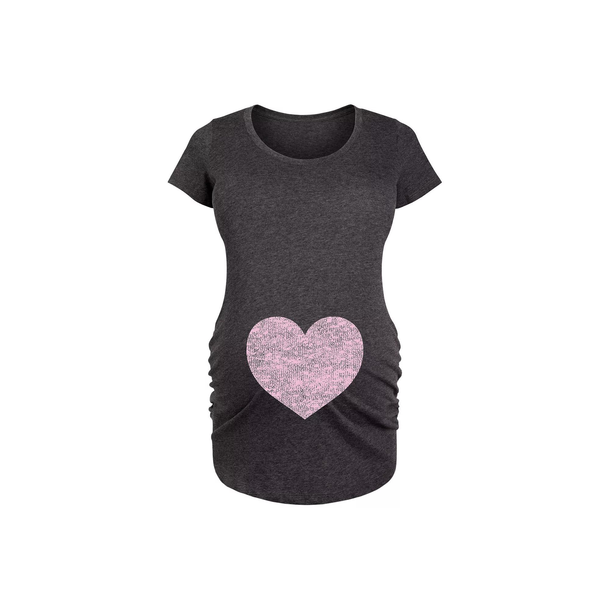 Maternity Pink Heart Graphic Tee, Women's,  Product Image