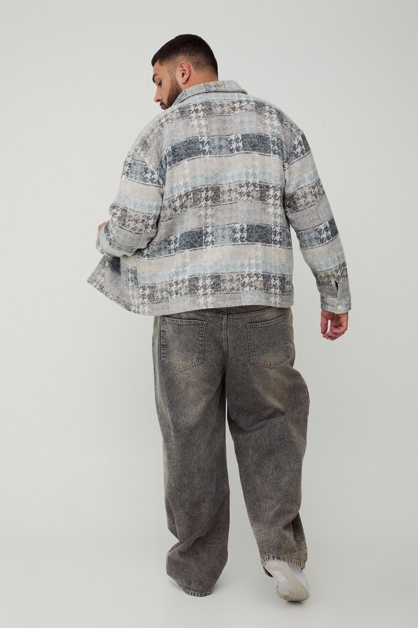 Plus Mixed PlaidShirt Jacket | boohooMAN USA Product Image