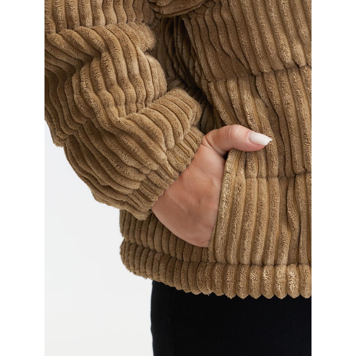 Plus Size Women Casual Topstitching No stretch Sleeve Long Sleeve Mock Neck 30/6X Side seam pocket Leisure Quilted Jackets BloomChic Product Image