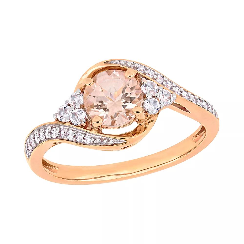 Women's Stella Grace 10K Gold 1/10ct Diamond & Morganite White Topaz Ring, Size: 5, 10k Pink Product Image