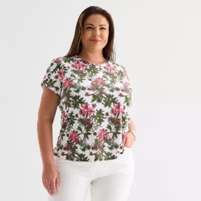 Liz Claiborne Womens Short Sleeve Plus Blouse Product Image