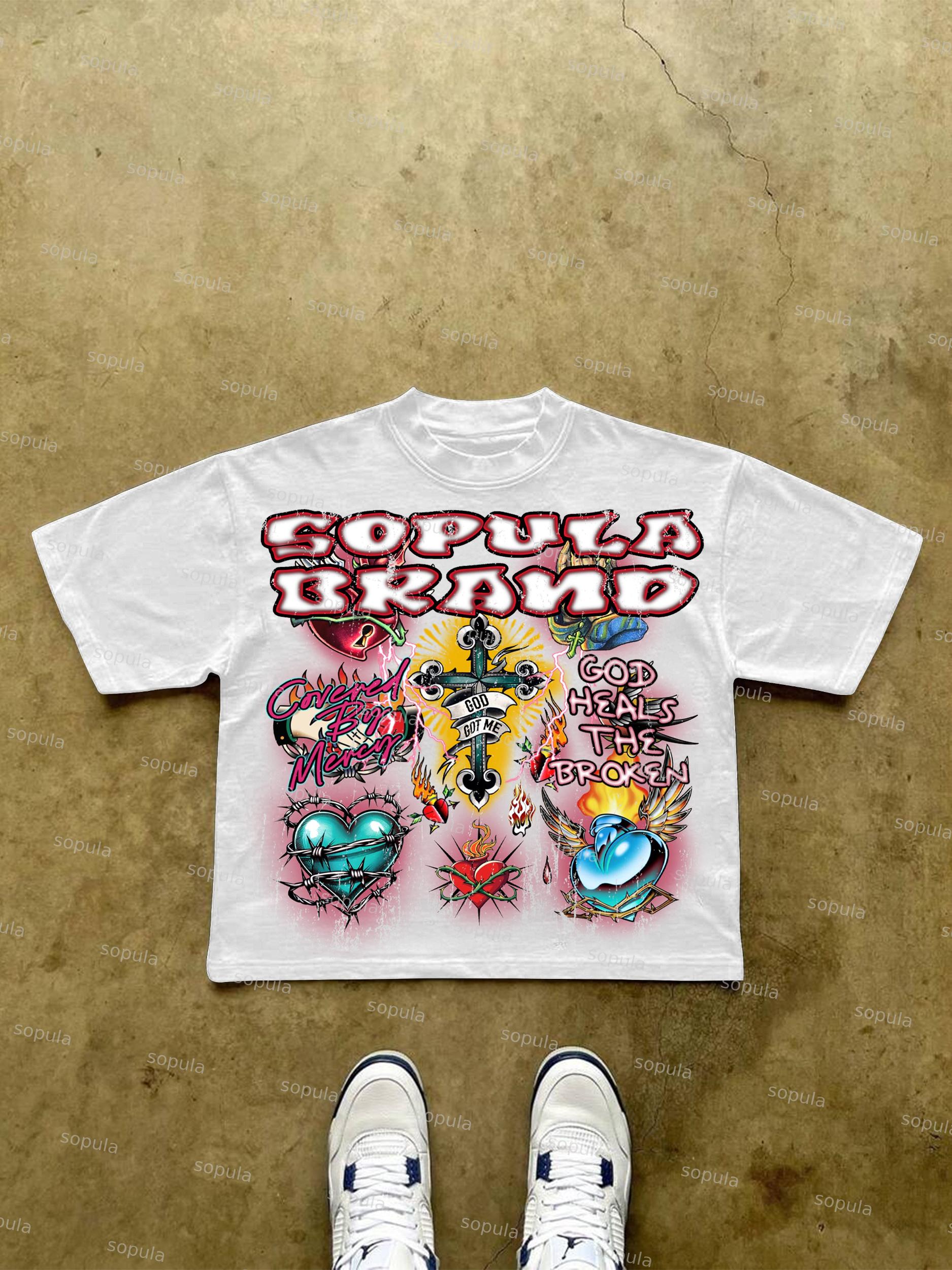 Jesus God Sacred Heart Brand Graphic Cropped T-shirt Product Image