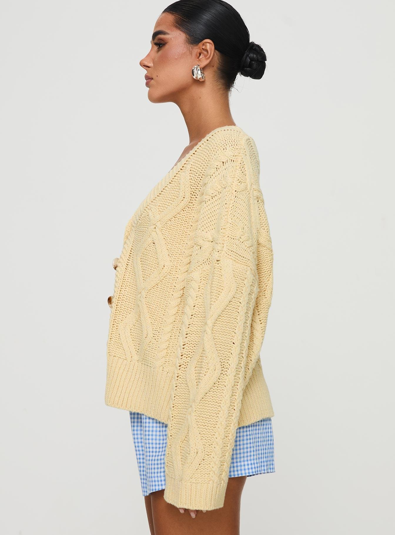 Daxtan Cable Cardigan Lemon Product Image