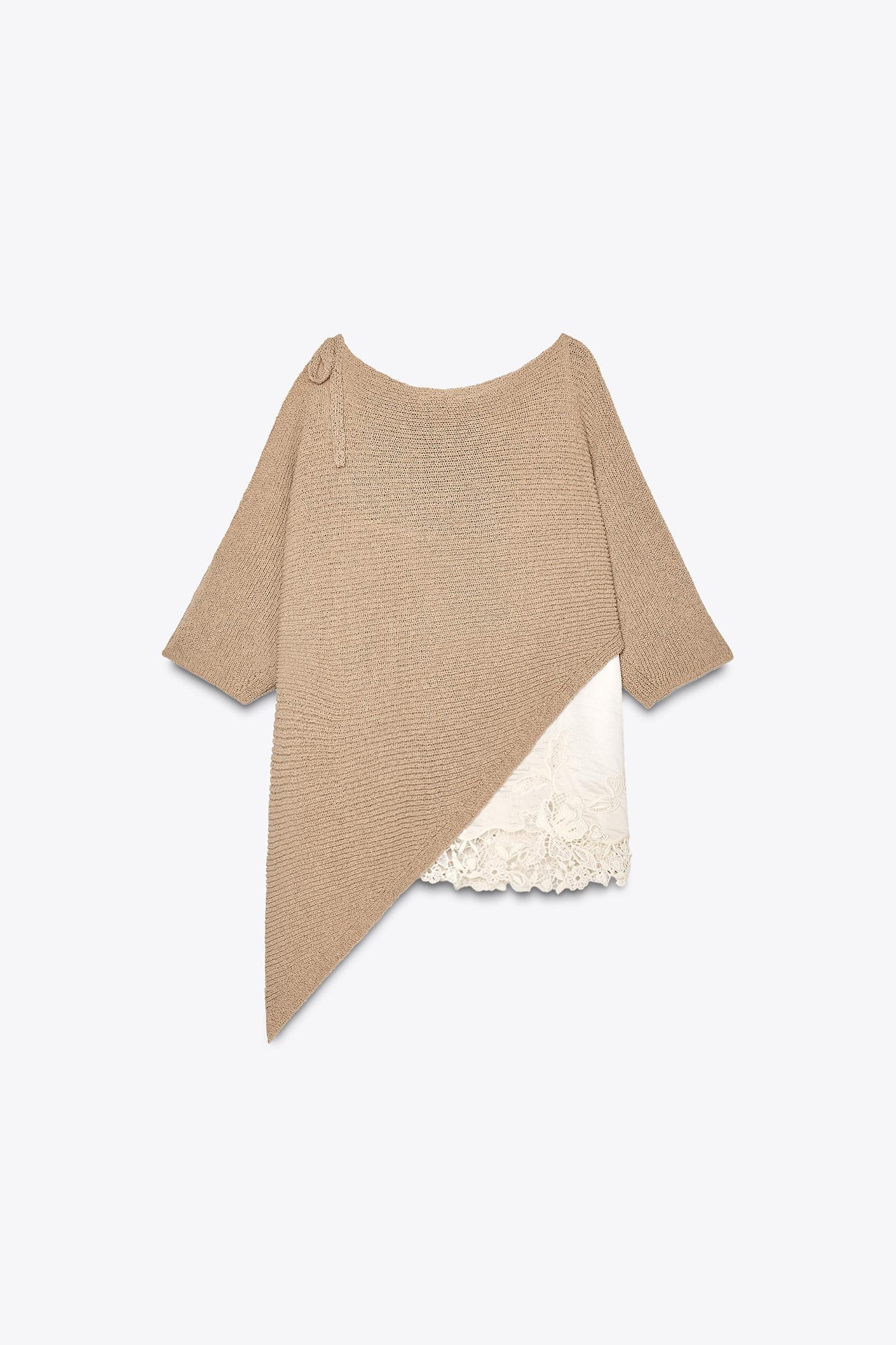 ASYMMETRICAL COMBINATION KNIT TOP Product Image