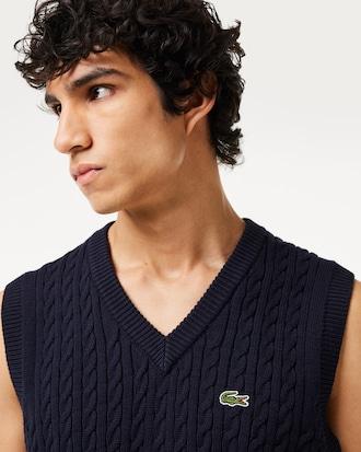 Cable Knit Cotton Sweater Vest Product Image