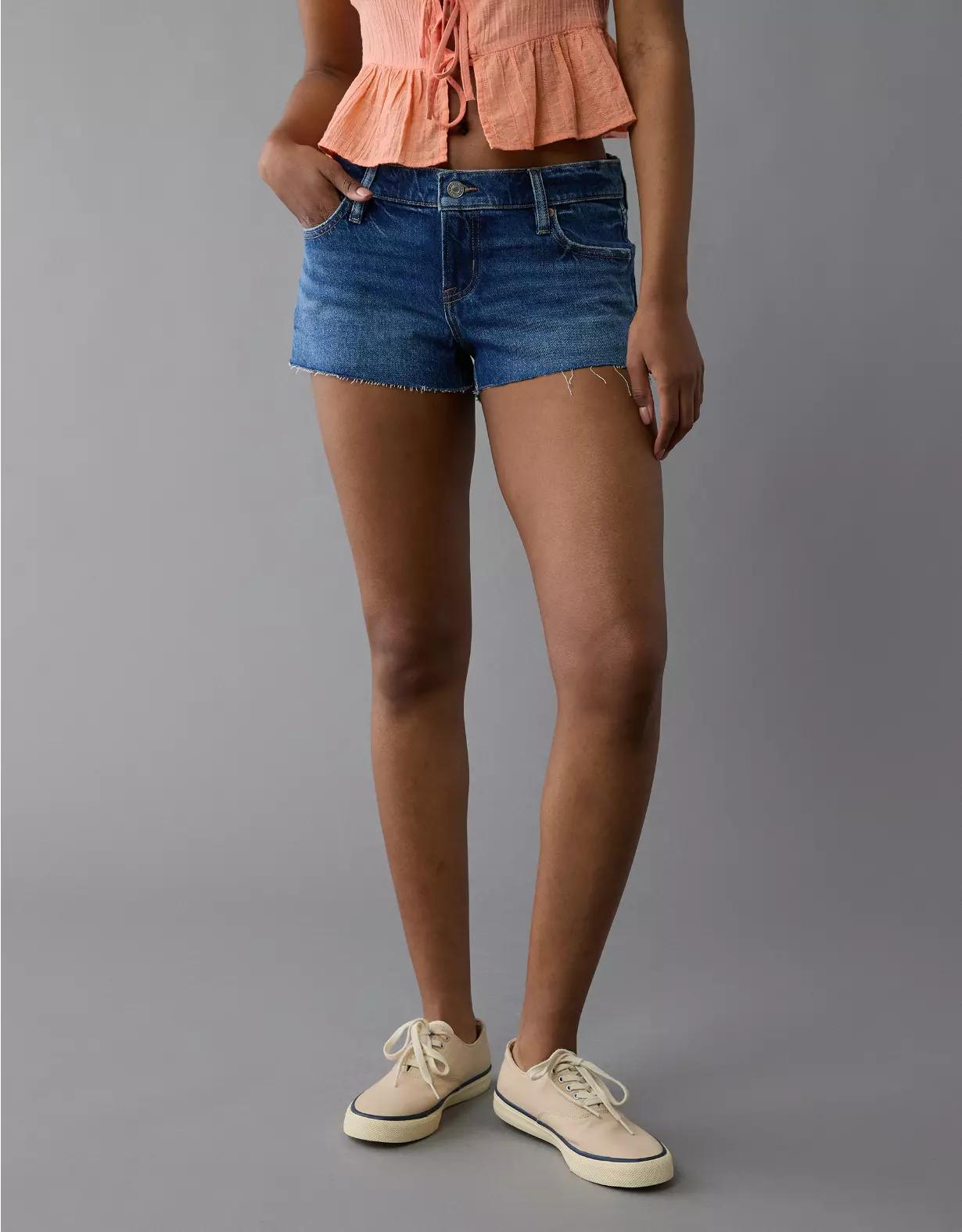 AE Stretch Super Low-Rise Denim Perfect Shortie Product Image