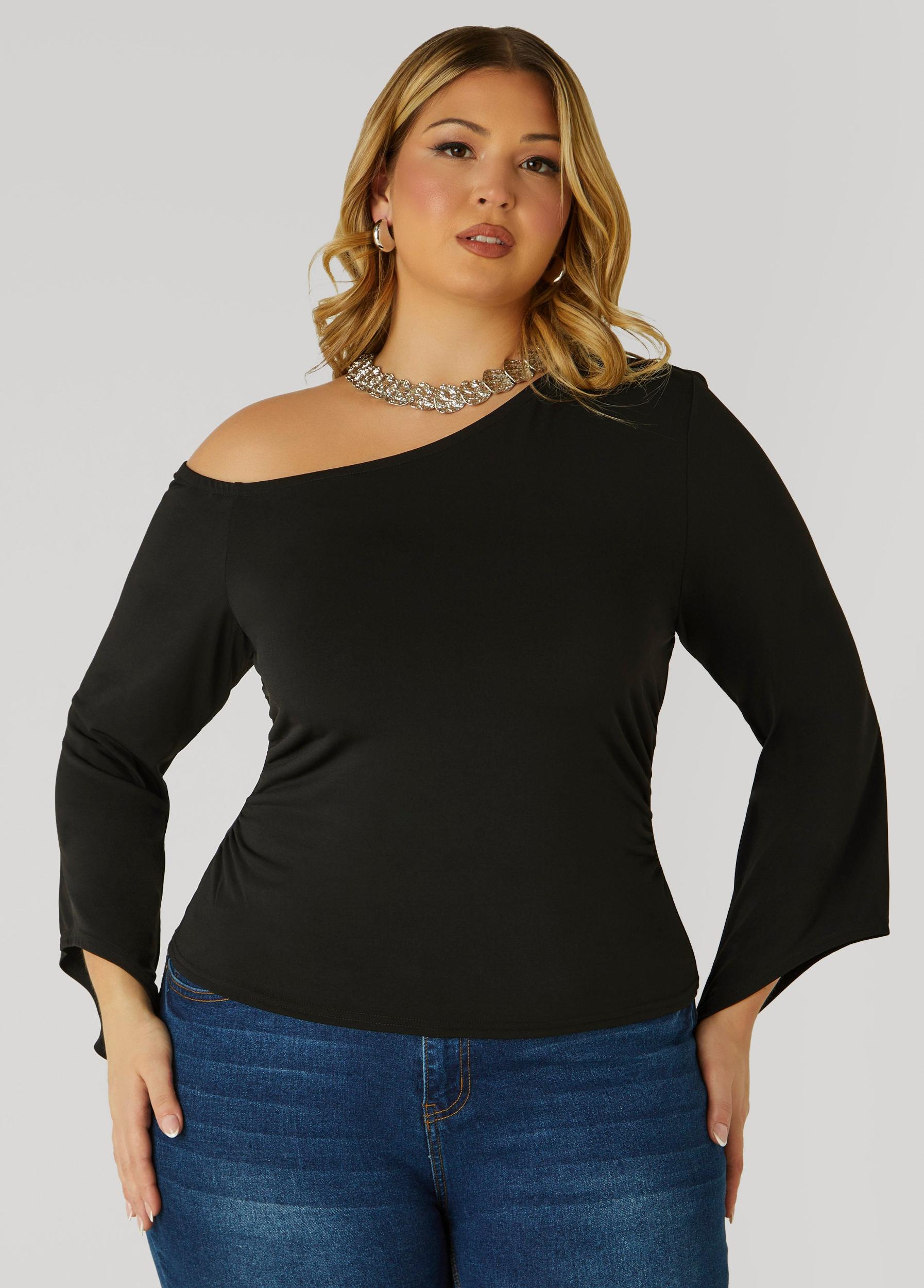 Plus Size Gathered Off The Shoulder Top Ashley Stewart Product Image