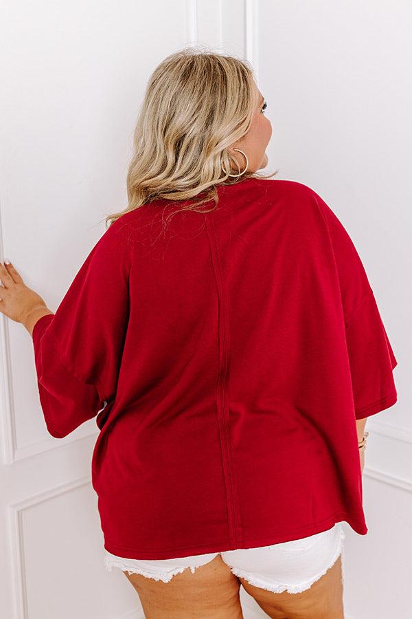 It's a Touch Down Sequin Oversized Tee in Red Curves Product Image