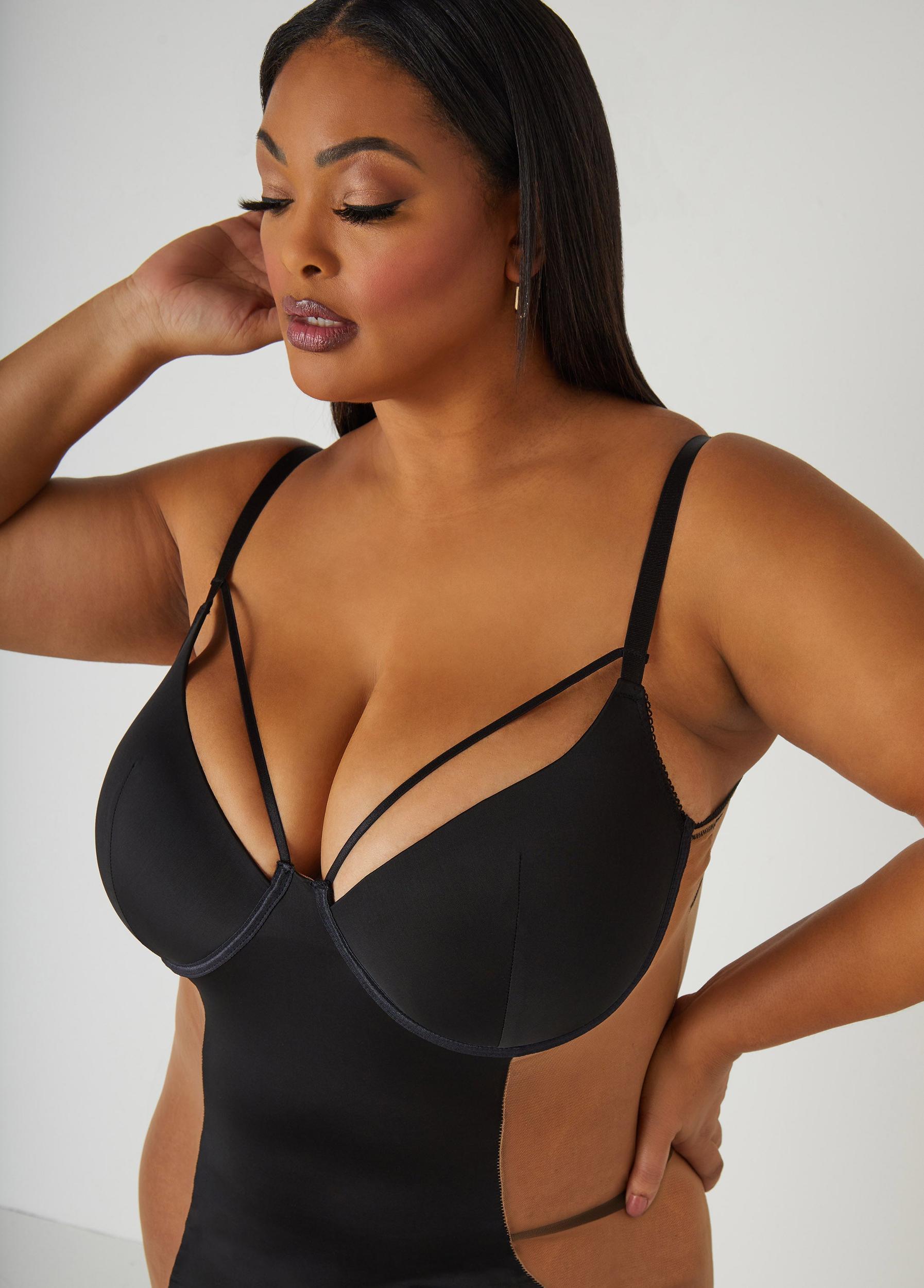 Mesh Paneled Cutout Chemise Set Product Image