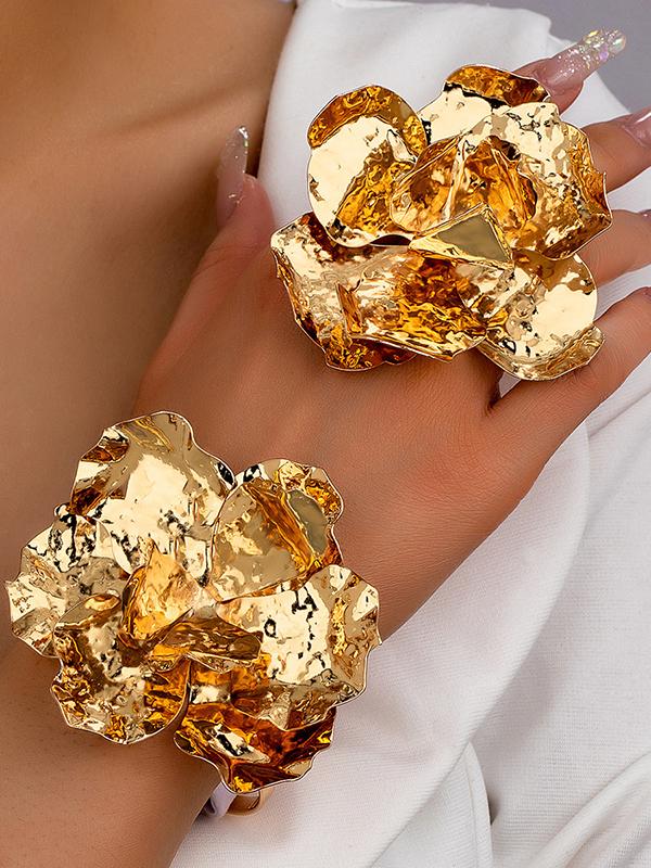 Flower Shape Geometric Shiny Bracelet + Rings Accessories Product Image